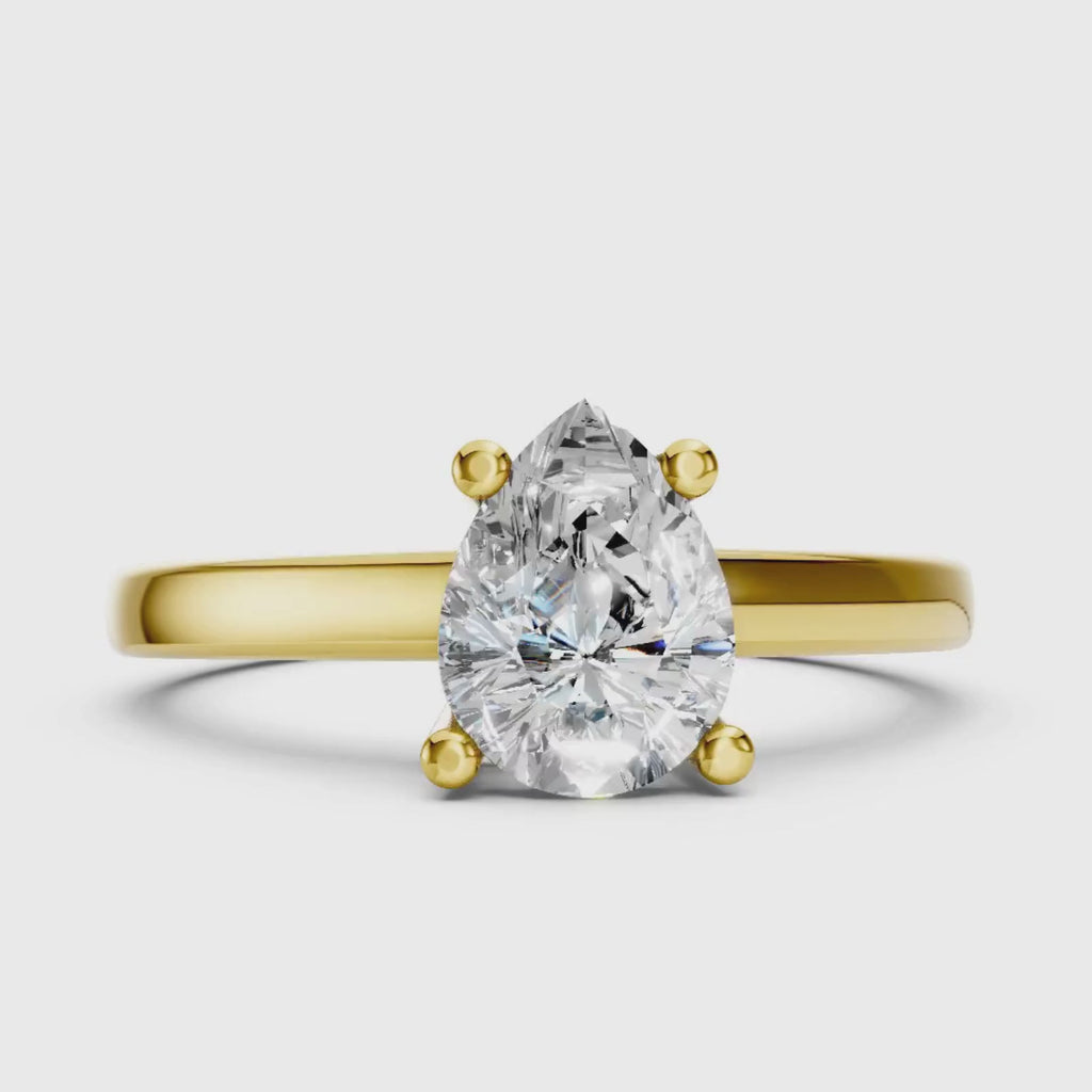 1.00-6.00 Carat T.W. Pear-cut IGI Certified Lab Grown Diamond (F/VS) 14K Gold Solitaire Ring - Assorted Colors, Sizes & Carat