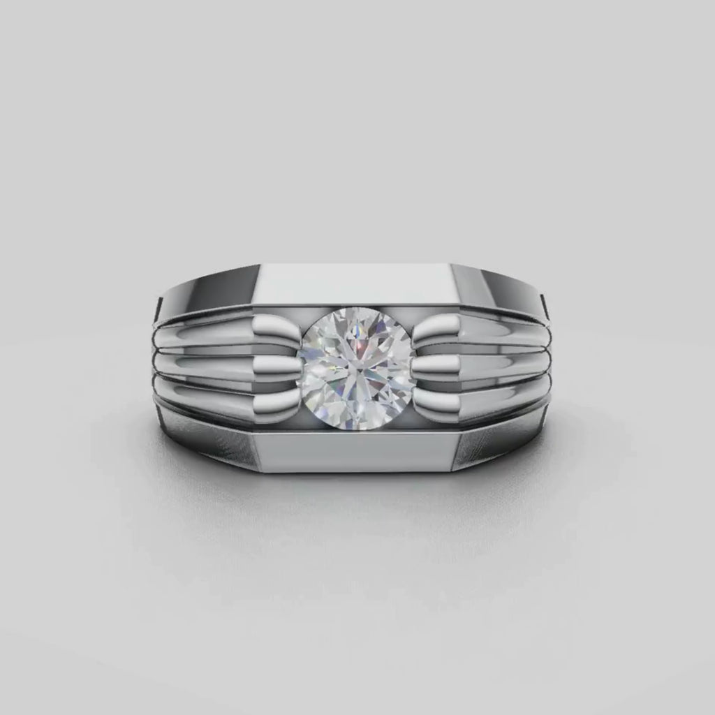 1.00 Carat T.W. Round-cut Lab Grown Diamond (F/VS+) 14K Gold Men's Ring