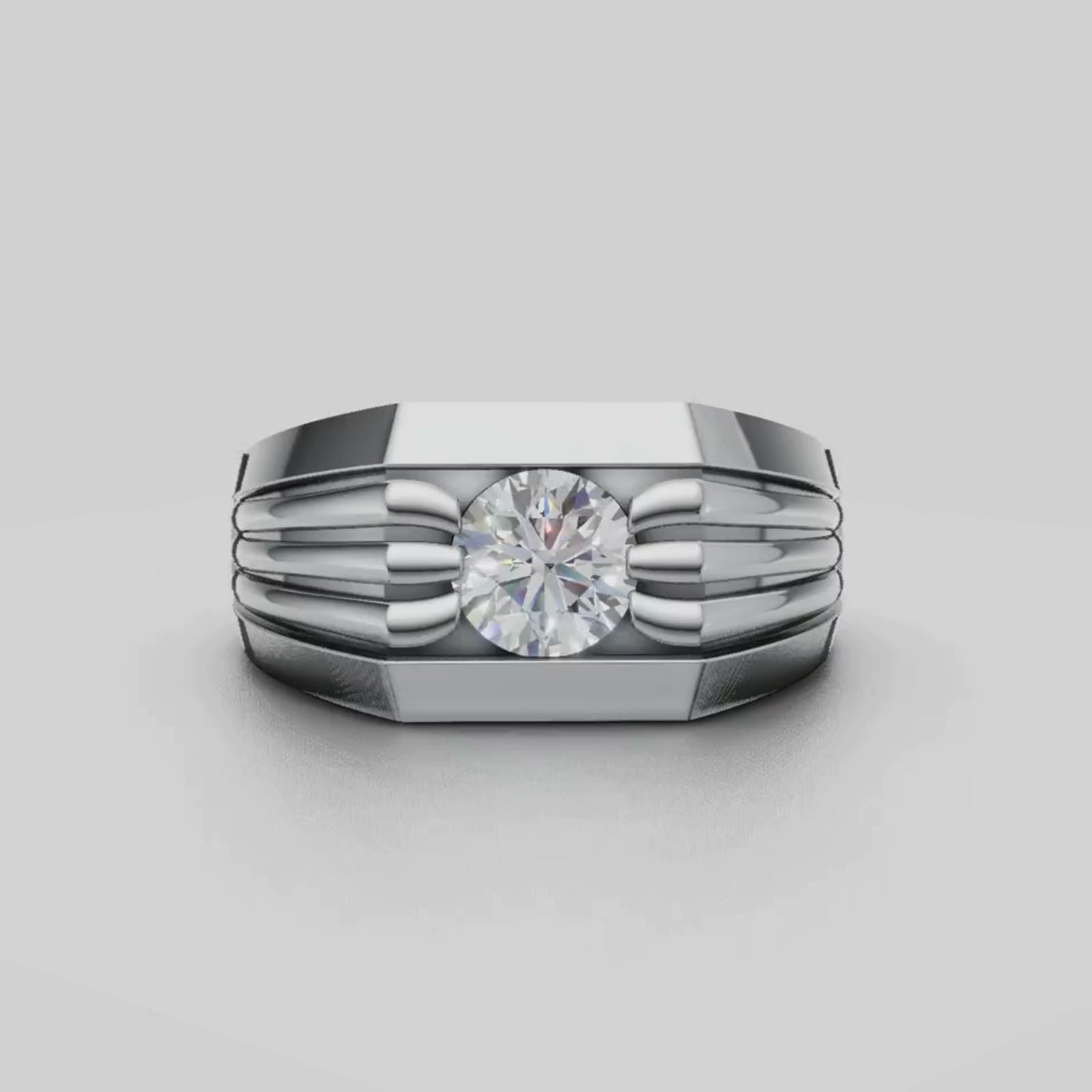 1.00 Carat T.W. Round-cut Lab Grown Diamond (F/VS+) 14K Gold Men's Ring