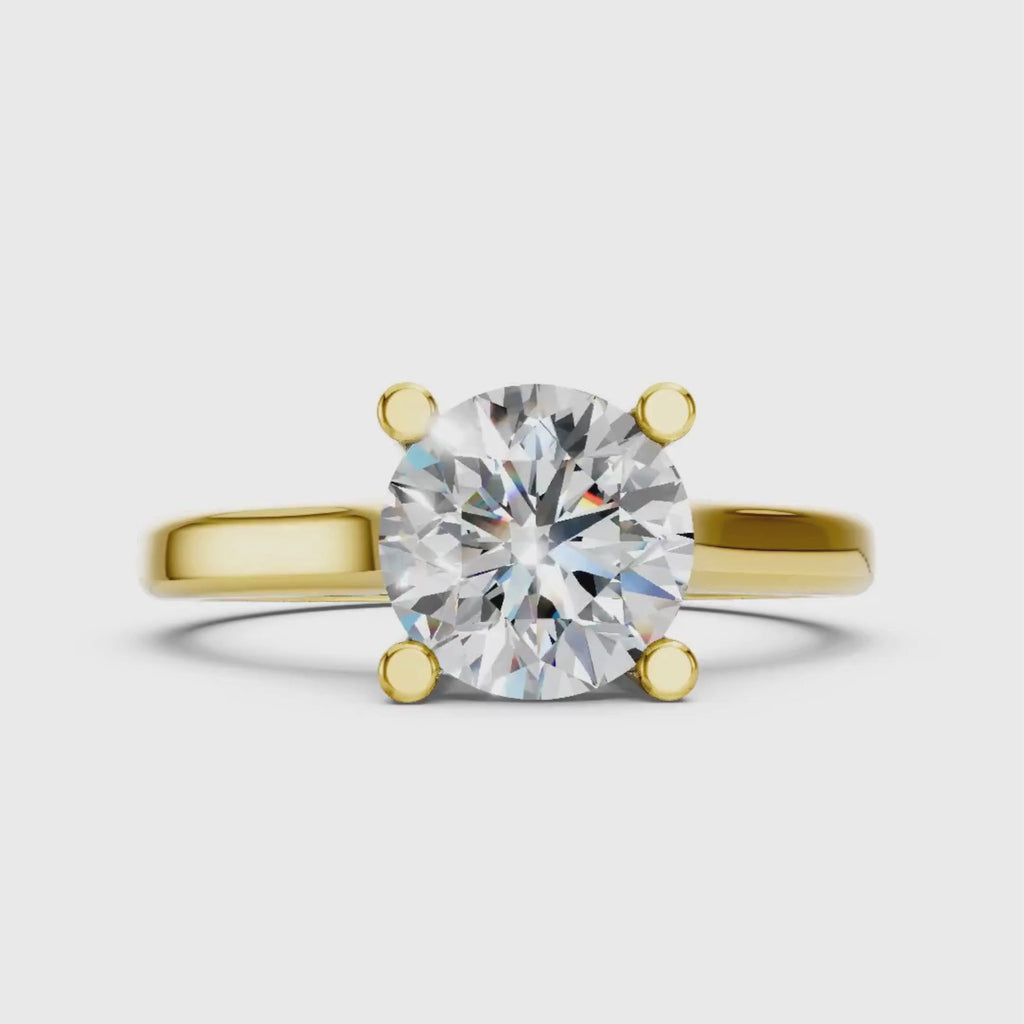 1.00-6.00 Carat T.W. Round-cut IGI Certified Lab Grown Diamond (F/VS+) 14K Gold Solitaire Ring