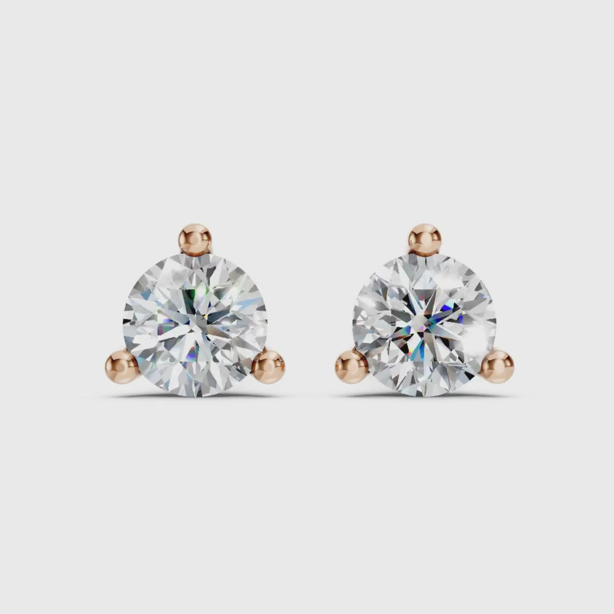 Diamonair  0.25 - 3.00 Carat T.W. Round-cut Lab Grown Diamond (F/VS+) 14K Gold Martini Stud Earrings with Double Notch Post & Pushback