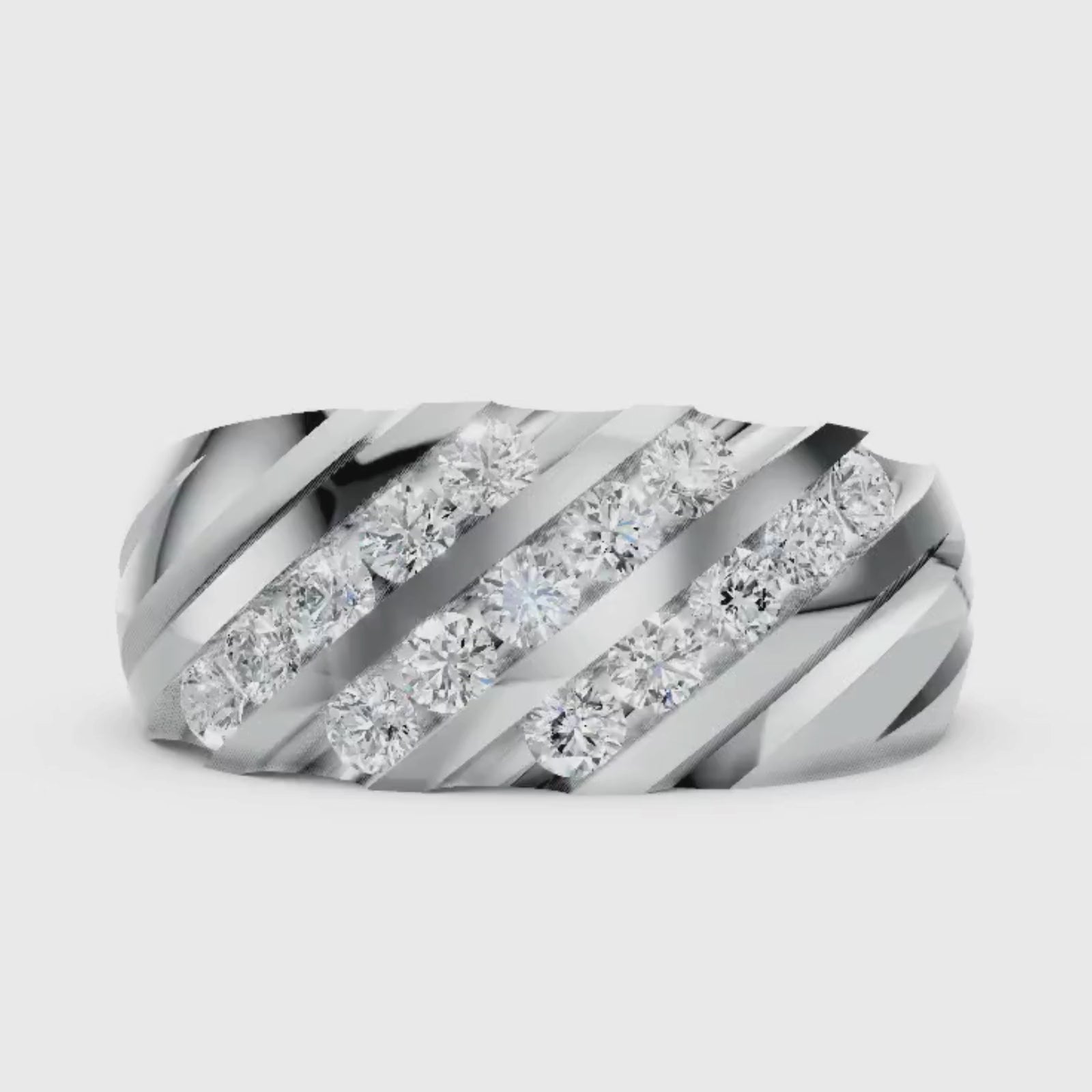 Diamonair Lab Grown Diamond (F/VS+) 2.00 carat Round cut Sterling Silver Men's Ring - Sterling Silver | Gold over Silver