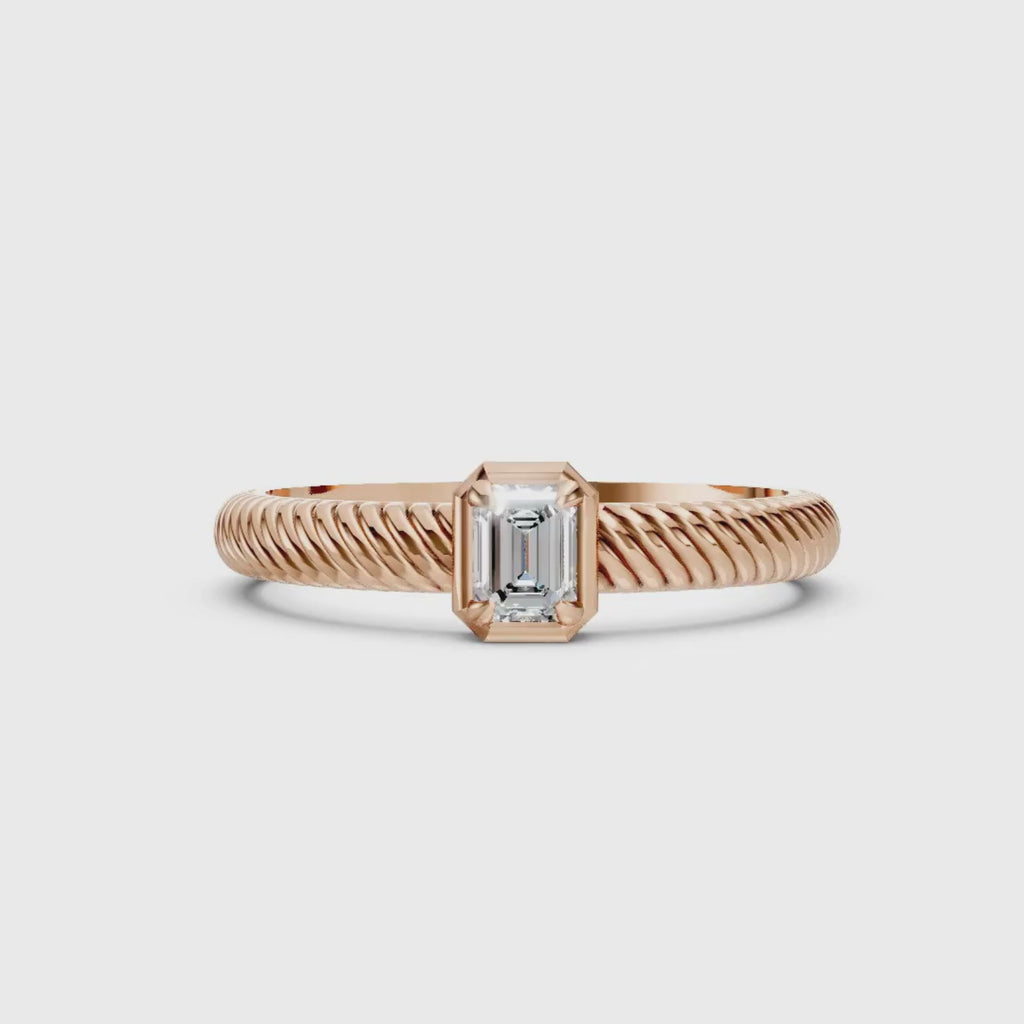 0.20 Carat T.W. Emerald-cut Lab Grown Diamond (F/VS+) 14K Gold Ring