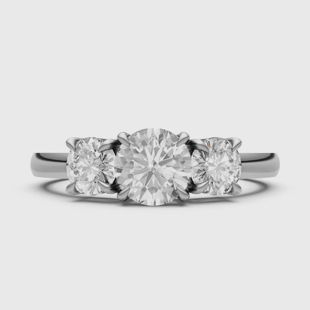 2.00-5.00 Carat T.W. Round-cut Lab Grown Diamond (F/VS+) 14K Gold 3 Stone Ring