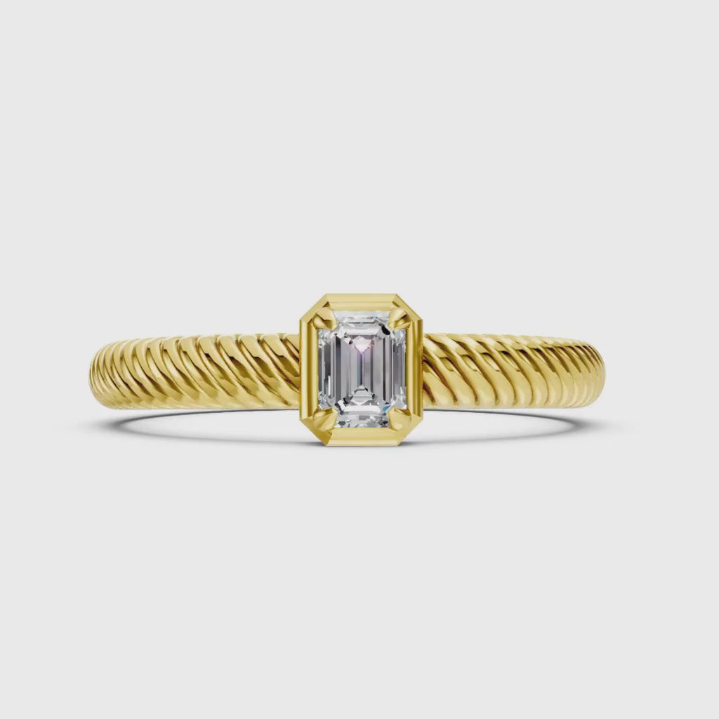 0.20 Carat T.W. Emerald-cut Lab Grown Diamond (F/VS+) 14K Gold Ring