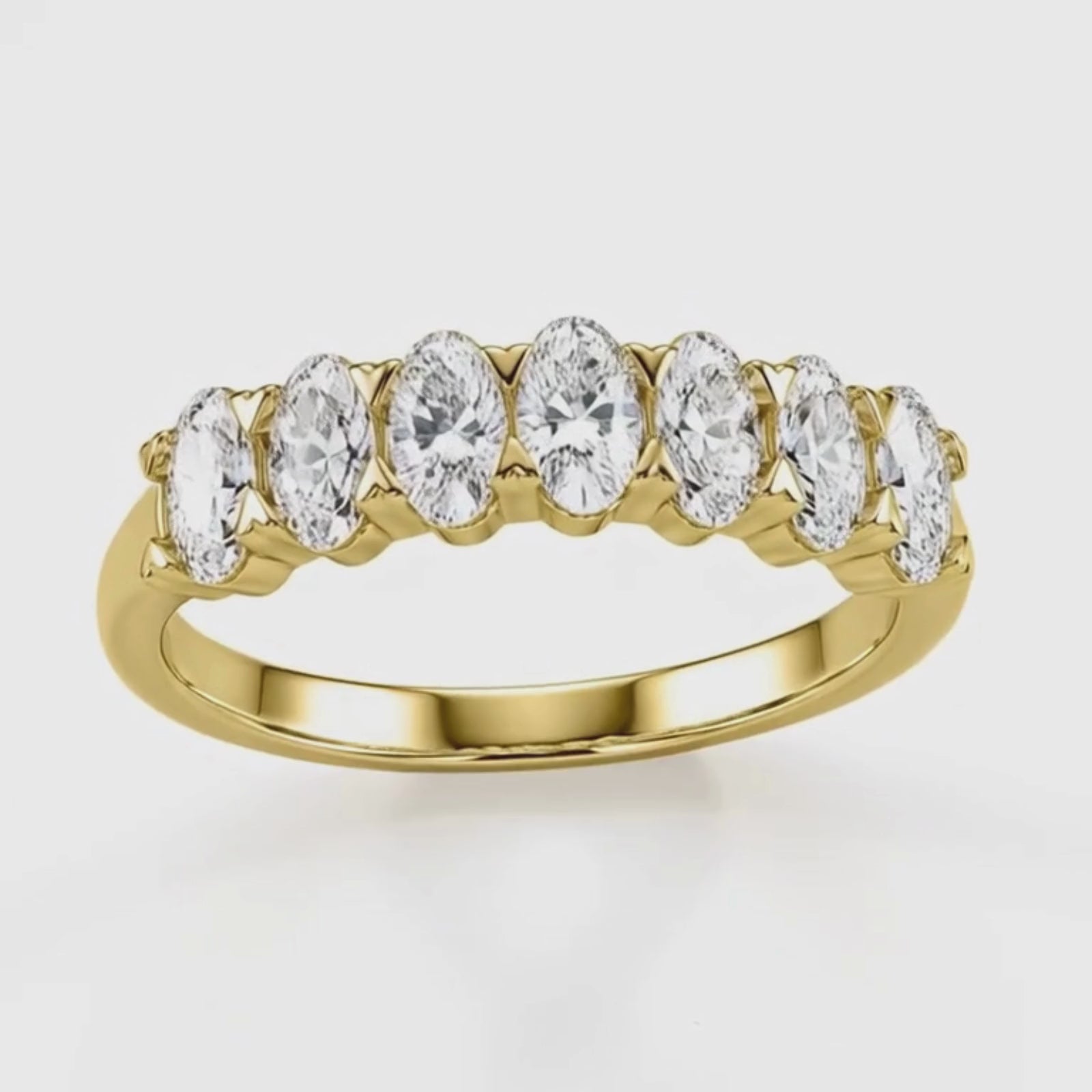 2.00 -3.00 Carat T.W. Oval-cut Lab Grown Diamond (F/VS+) 14K Gold 7 Stone Band Ring