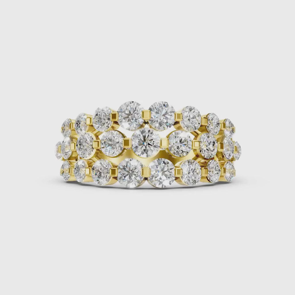 Diamonair Lab Grown Diamond (F/VS+) 2.00 carat Round cut Sterling Silver Ring - Sterling Silver | Gold over Silver
