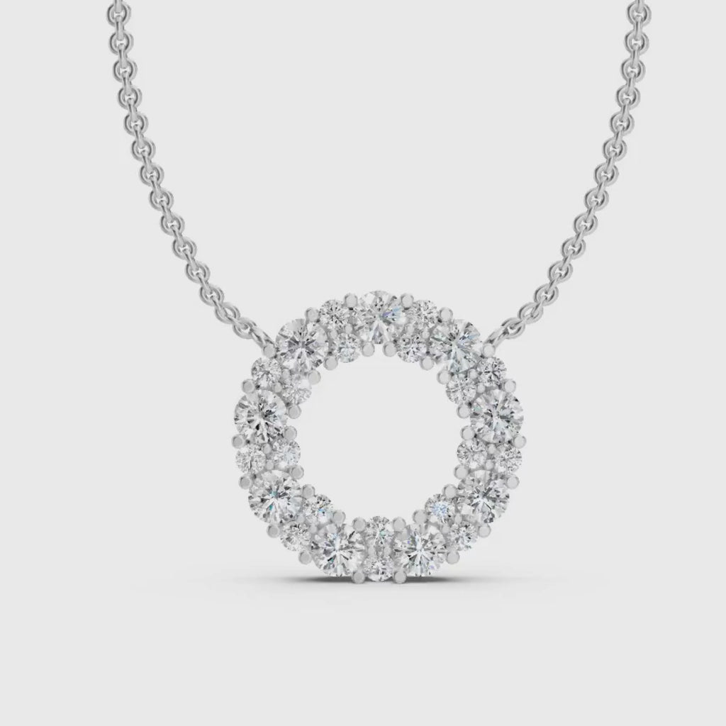 Diamonair Lab Grown Diamond (F/VS+) 2.00 carat Round cut Sterling Silver Circle Pendant - Sterling Silver | Gold over Silver