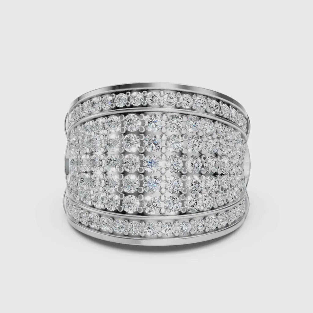Diamonair Lab Grown Diamond (F/VS+) 2.00 carat Round cut Sterling Silver Statement Ring - Sterling Silver | Gold over Silver