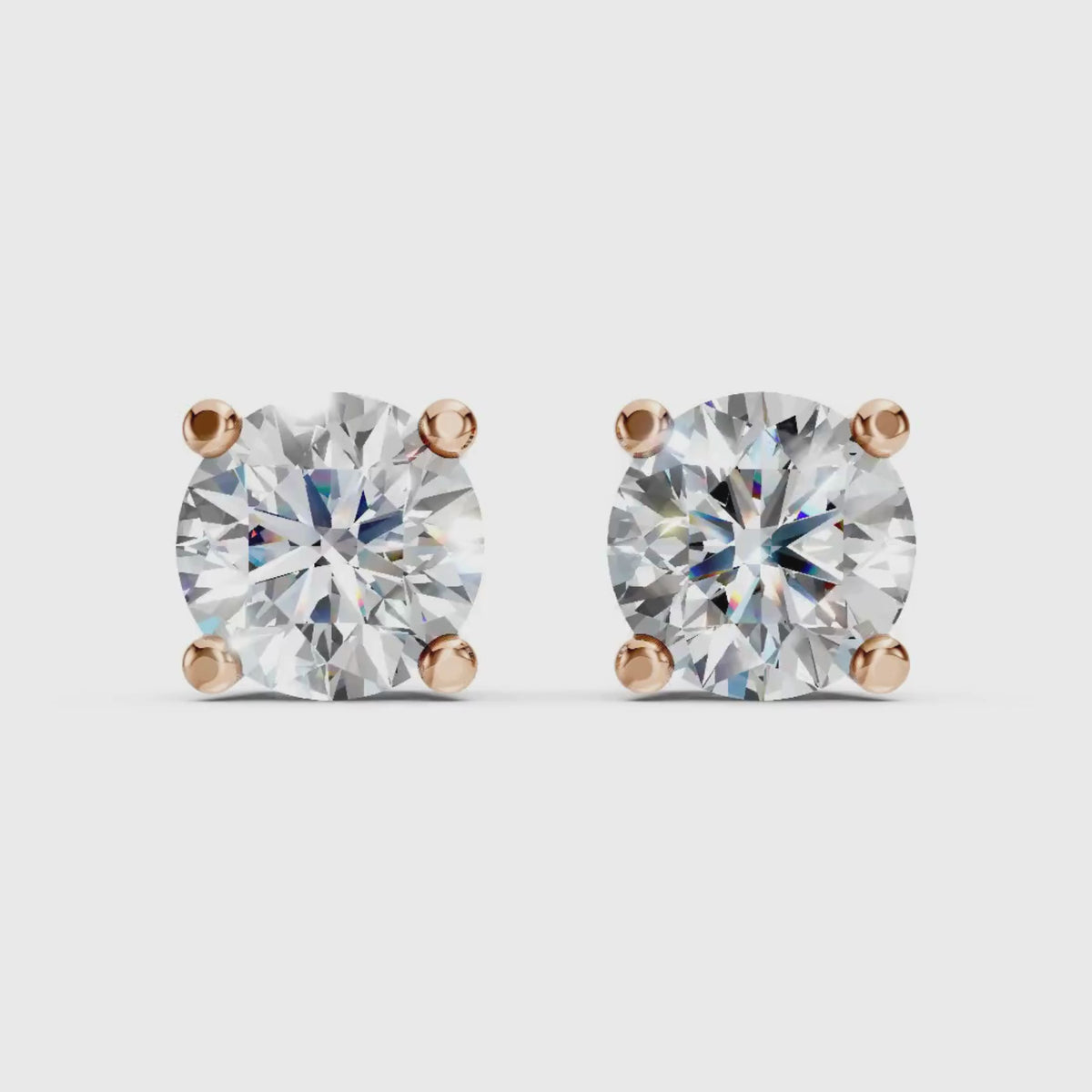 3.00-6.00 Carat T.W. Round-cut Lab Grown Diamond (F/VS+) 14K Gold Stud Earrings with Double Notch Post & Pushback