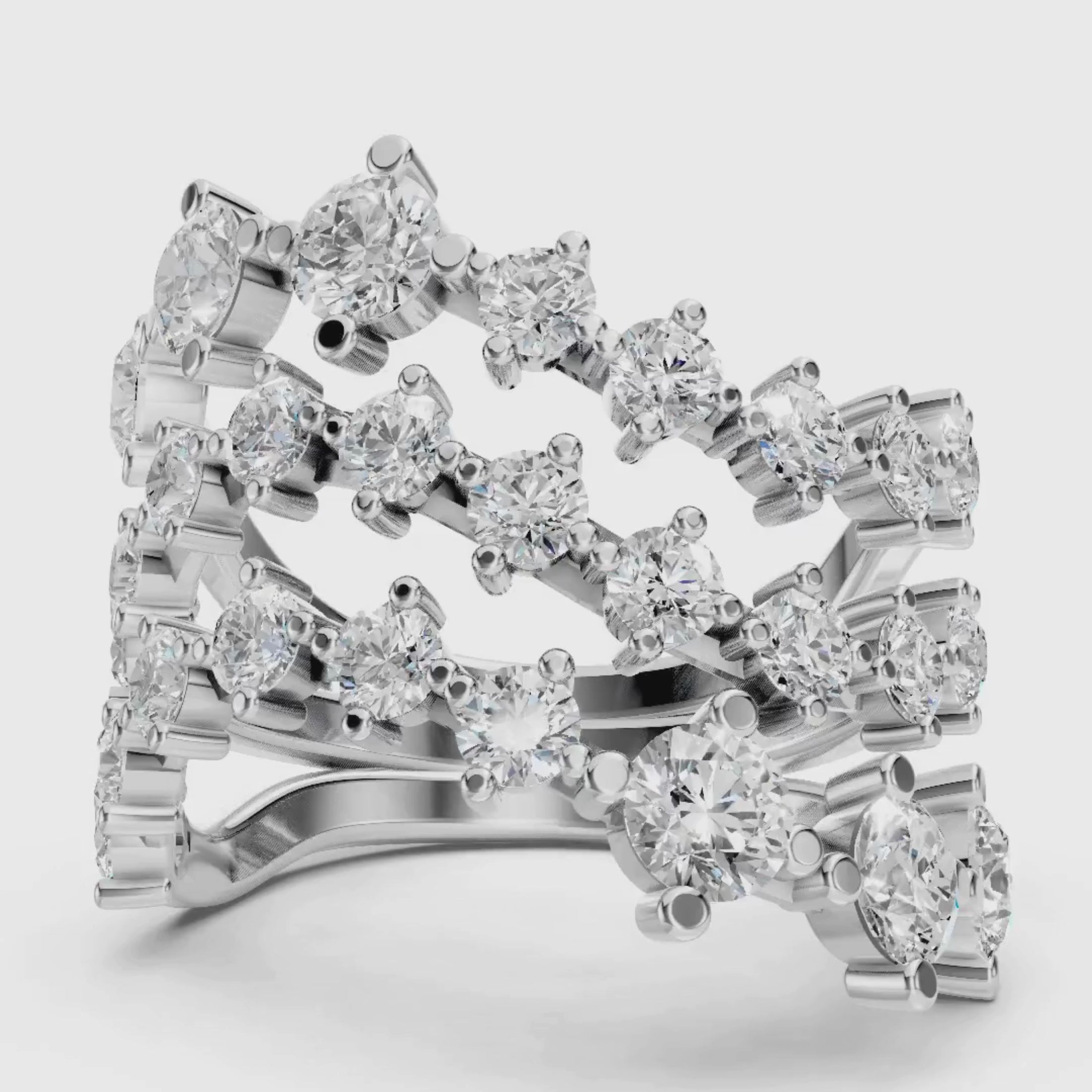 Diamonair Lab Grown Diamond (F/VS+) 3.00 carat Round cut Sterling Silver Statement Ring - Sterling Silver | Gold over Silver