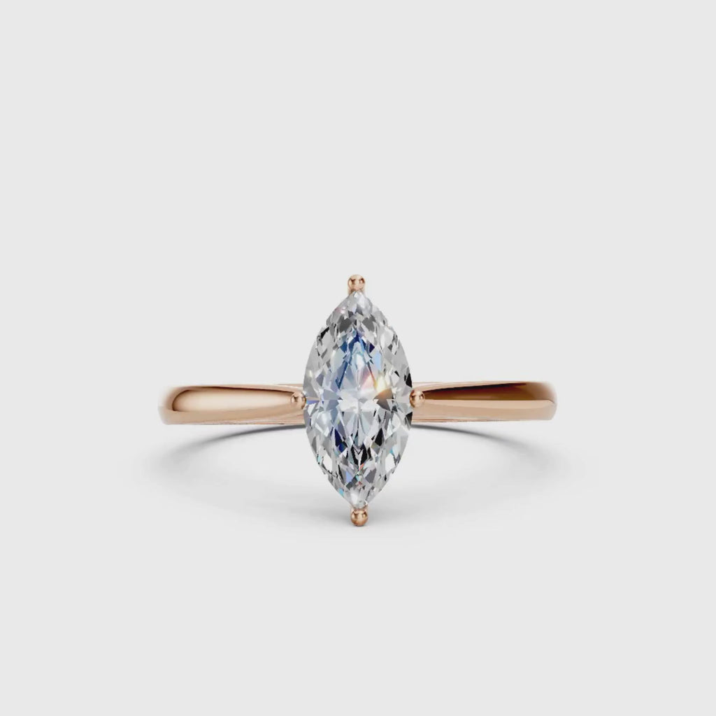 1.00-6.00 Carat T.W. Marquise-cut IGI Certified Lab Grown Diamond (F/VS) 14K Gold Solitaire Ring - Assorted Colors, Sizes & Carat