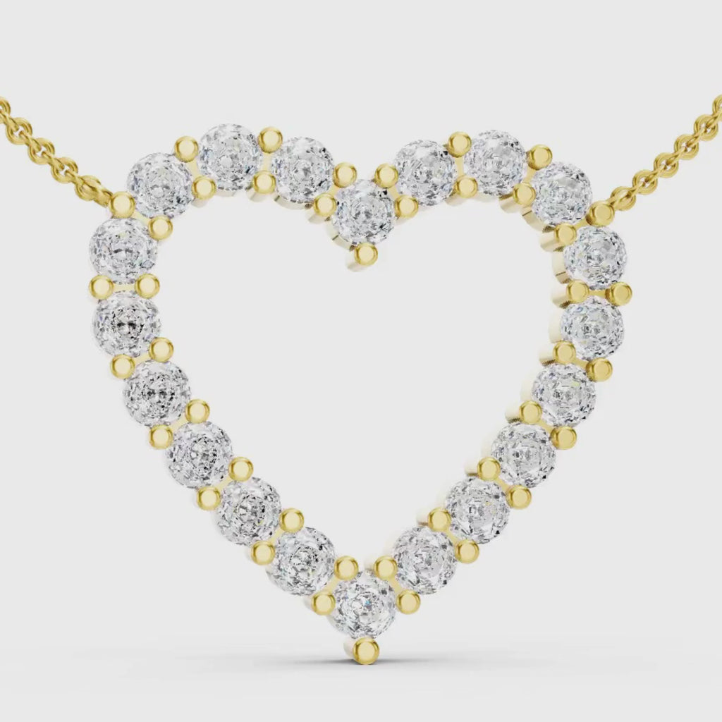 Diamonair Lab Grown Diamond (F/VS+) 1.00 carat Round cut Sterling Silver Heart Pendant - Sterling Silver | Gold over Silver