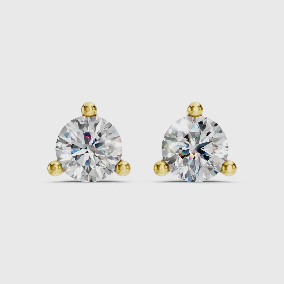Diamonair  0.25 - 3.00 Carat T.W. Round-cut Lab Grown Diamond (F/VS+) 14K Gold Martini Stud Earrings with Double Notch Post & Pushback