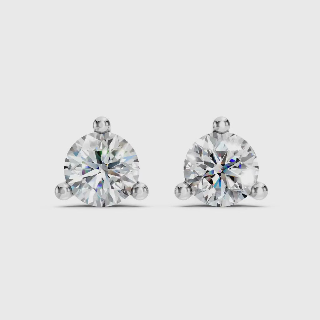 Diamonair  0.25 - 3.00 Carat T.W. Round-cut Lab Grown Diamond (F/VS+) 14K Gold Martini Stud Earrings with Double Notch Post & Pushback