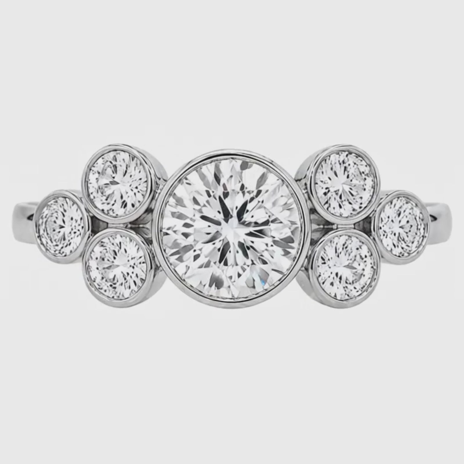 2.00 Carat T.W. Round-cut Lab Grown Diamond (F/VS+) 14K Gold Bezel Set 7 Stone Ring
