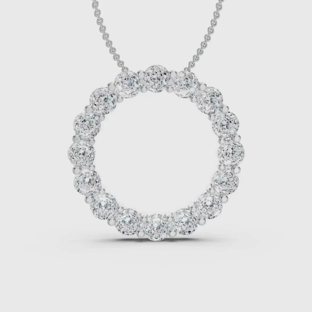 Diamonair Lab Grown Diamond (F/VS+) 3.00 carat Round cut Sterling Silver Circle Pendant - Sterling Silver | Gold over Silver