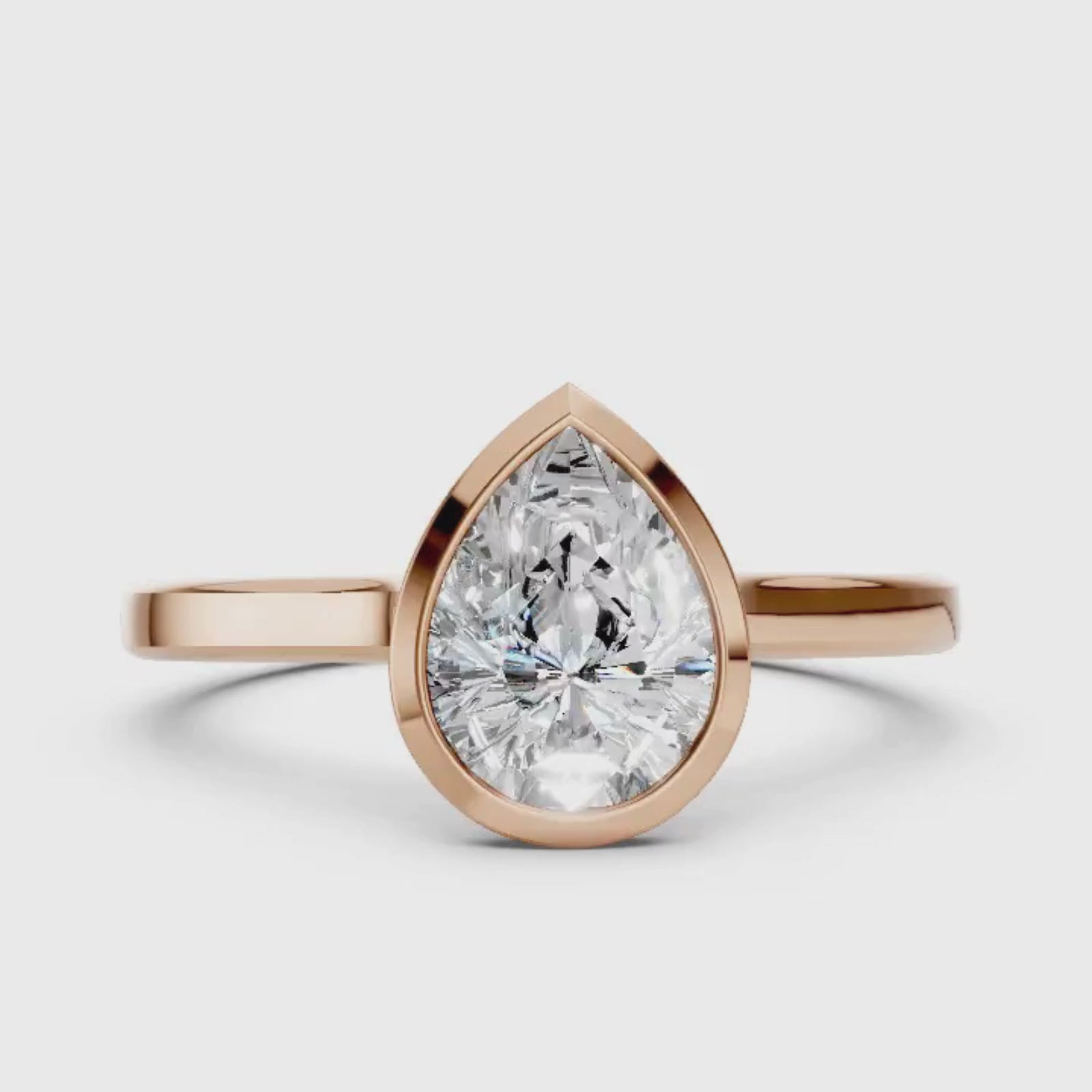1.00-6.00 Carat T.W. Pear-cut IGI Certified Lab Grown Diamond (F/VS+) 14K Gold Bezel Set Ring