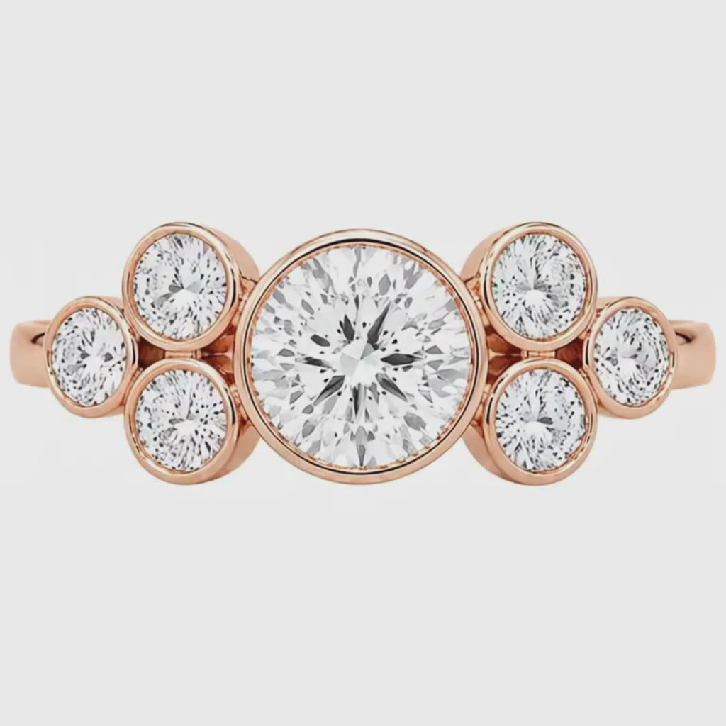 2.00 Carat T.W. Round-cut Lab Grown Diamond (F/VS+) 14K Gold Bezel Set 7 Stone Ring