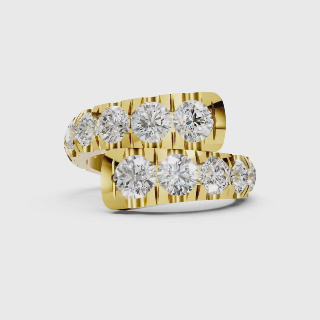 Diamonair Lab Grown Diamond (F/VS+) 3.00 carat Round cut Sterling Silver Ring - Sterling Silver | Gold over Silver