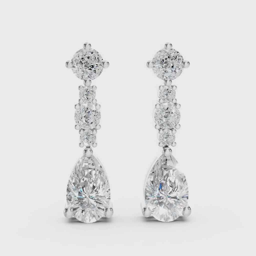 Diamonair Lab Grown Diamond (F/VS+) 1.00 carat Round cut Sterling Silver Drop Earrings - Sterling Silver