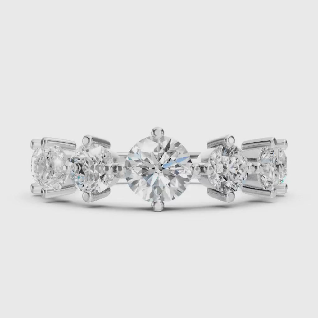Diamonair Lab Grown Diamond (F/VS+) 2.00 carat Round cut Sterling Silver Band Ring - Sterling Silver | Gold over Silver