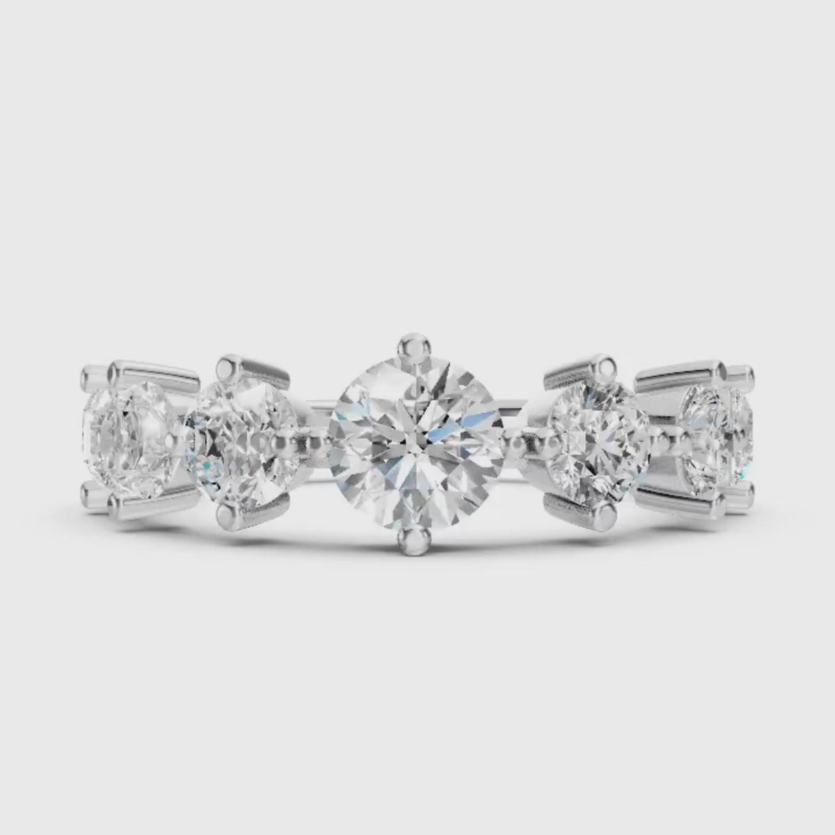Diamonair Lab Grown Diamond (F/VS+) 2.00 carat Round cut Sterling Silver Band Ring - Sterling Silver | Gold over Silver