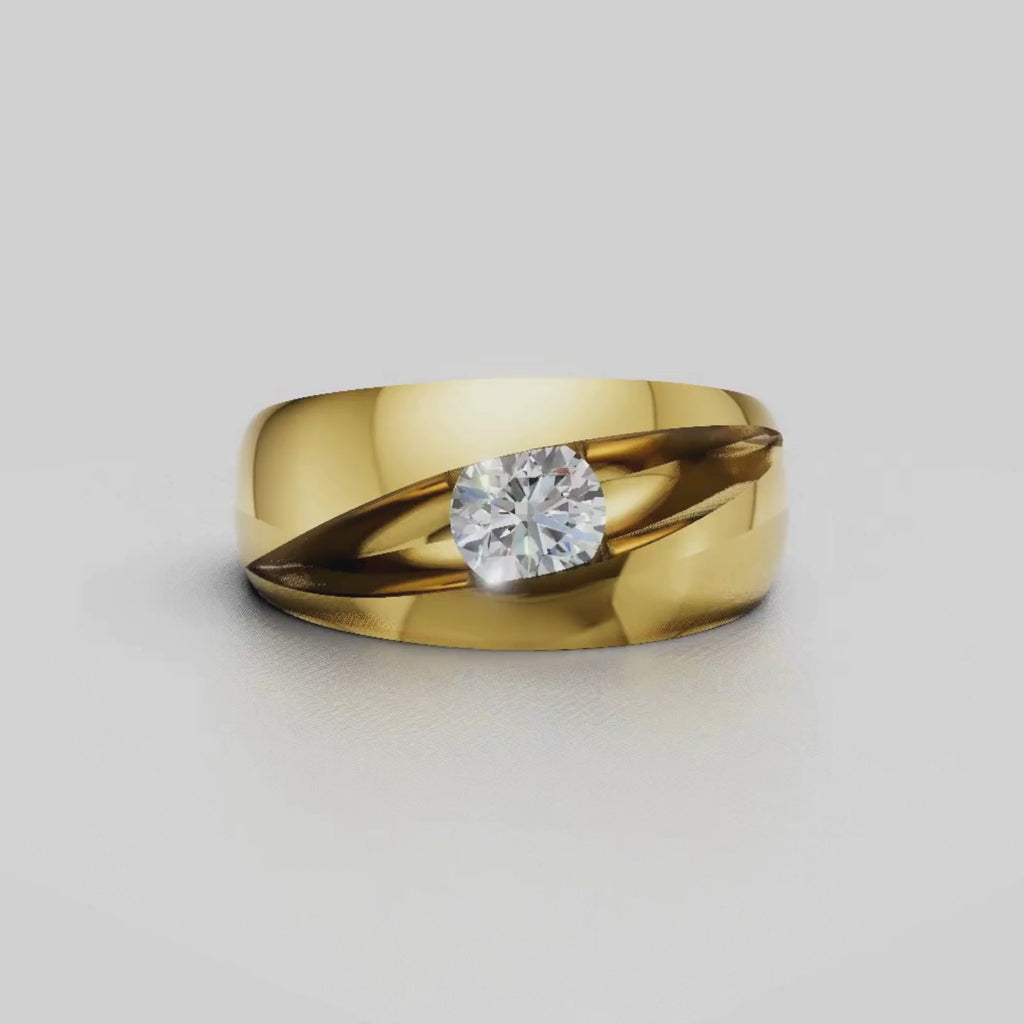 1.00 Carat T.W. Round-cut Lab Grown Diamond (F/VS+) 14K Gold Men's Ring