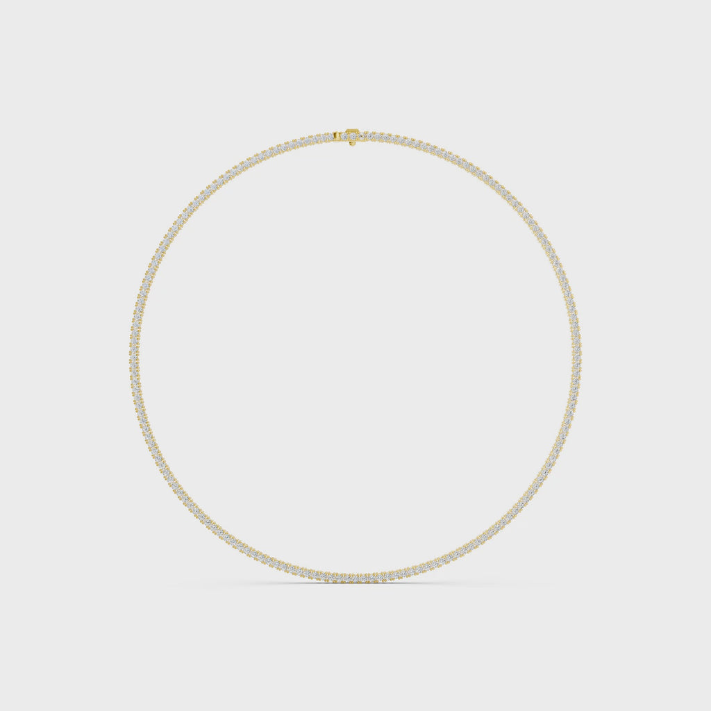 Diamonair Lab Grown Diamond (F/VS+) 10.00 carat Round cut Sterling Silver Tennis Necklace - Sterling Silver | Gold over Silver