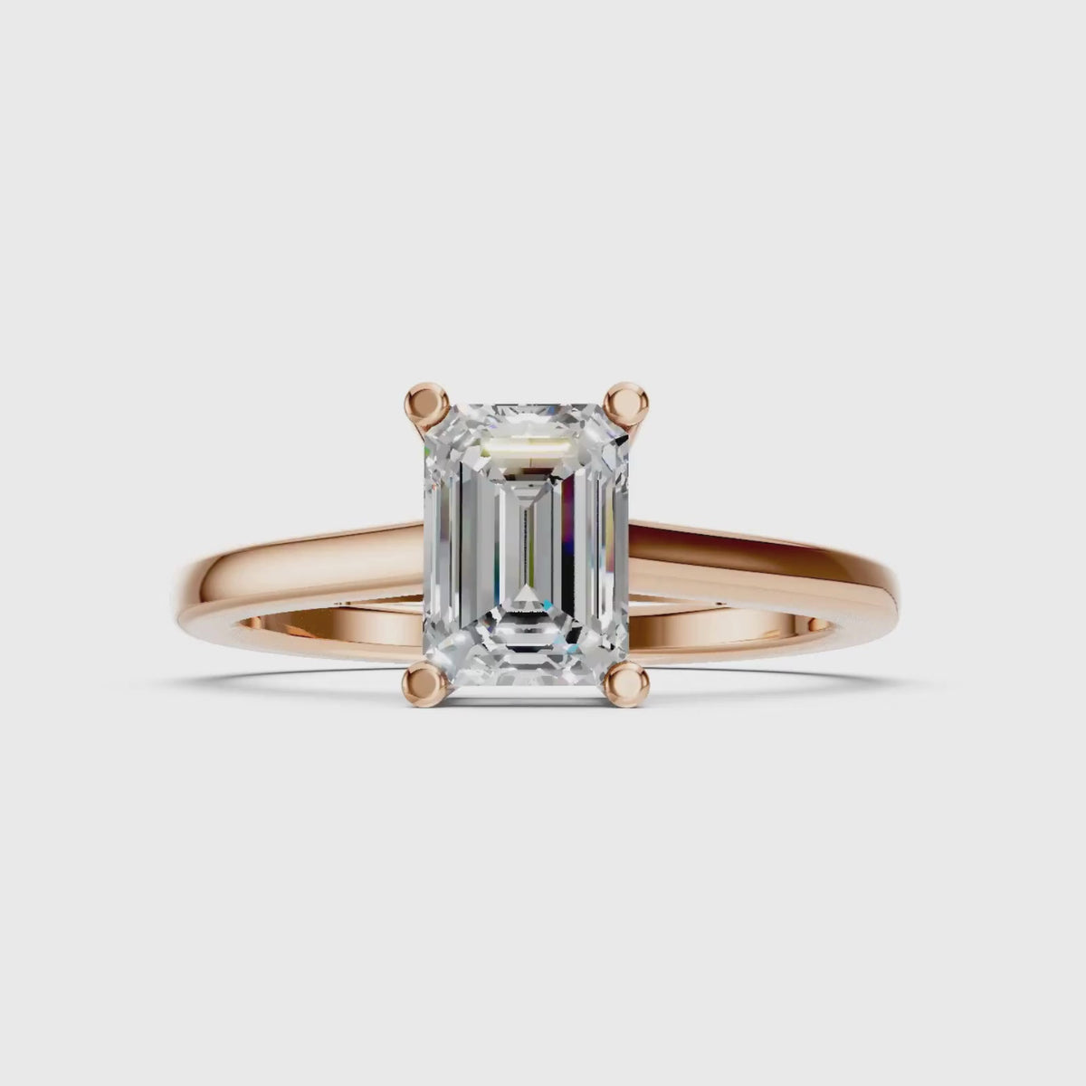 1.00-6.00 Carat T.W. Emerald-cut IGI Certified Lab Grown Diamond (F/VS+) 14K Gold Solitaire Ring