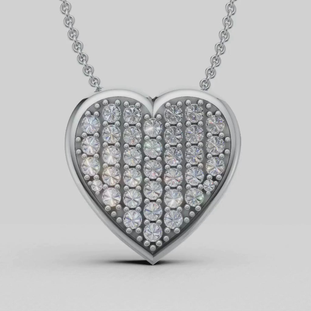 Diamonair Lab Grown Diamond (F/VS+) 1.00 carat Round cut Sterling Silver Heart Pendant - Sterling Silver | Gold over Silver