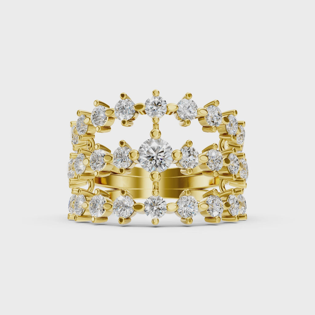 Diamonair Lab Grown Diamond (F/VS+) 2.00 carat Round cut Sterling Silver Statement Ring - Sterling Silver | Gold over Silver