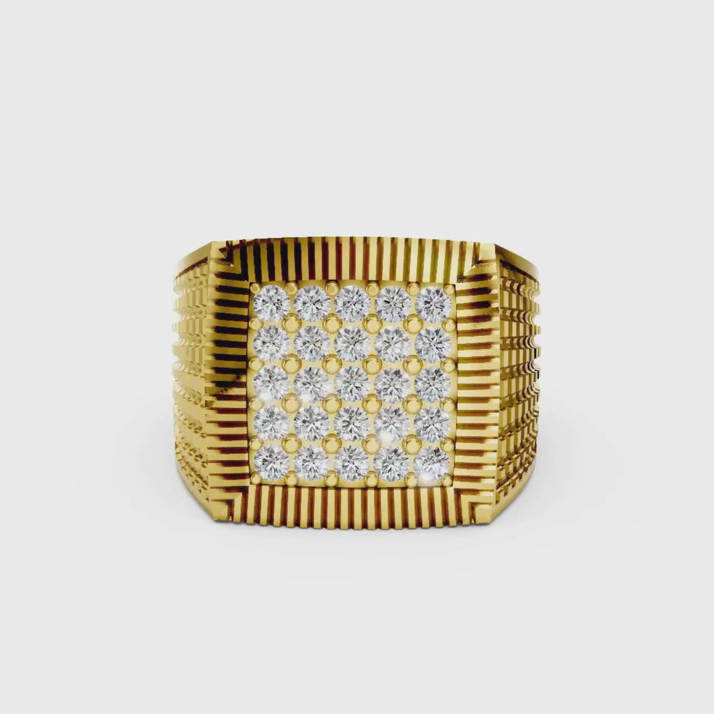 Diamonair Lab Grown Diamond (F/VS+) 1.00 carat Round cut Sterling Silver Men's Ring - Sterling Silver | Gold over Silver