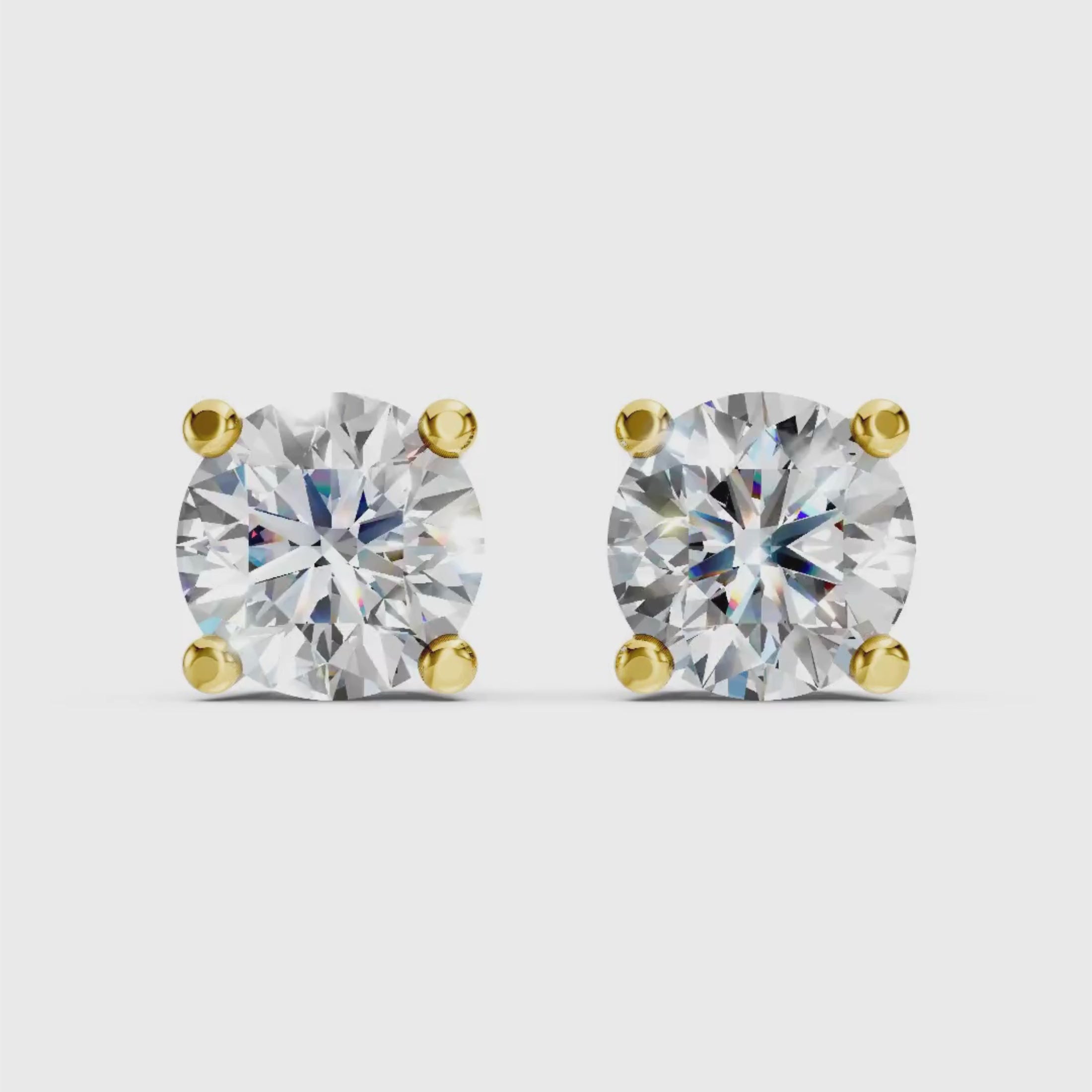 3.00-6.00 Carat T.W. Round-cut Lab Grown Diamond (F/VS+) 14K Gold Stud Earrings with Double Notch Post & Pushback