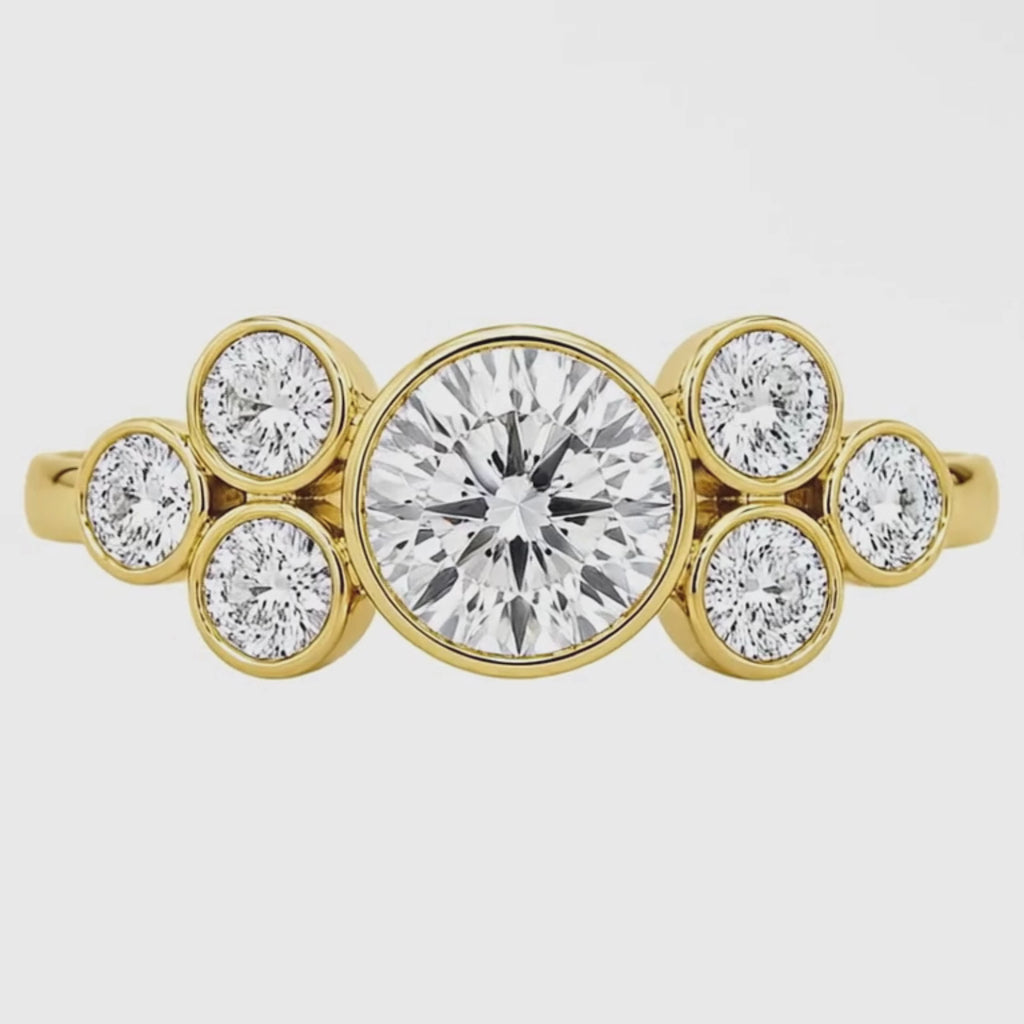2.00 Carat T.W. Round-cut Lab Grown Diamond (F/VS+) 14K Gold Bezel Set 7 Stone Ring