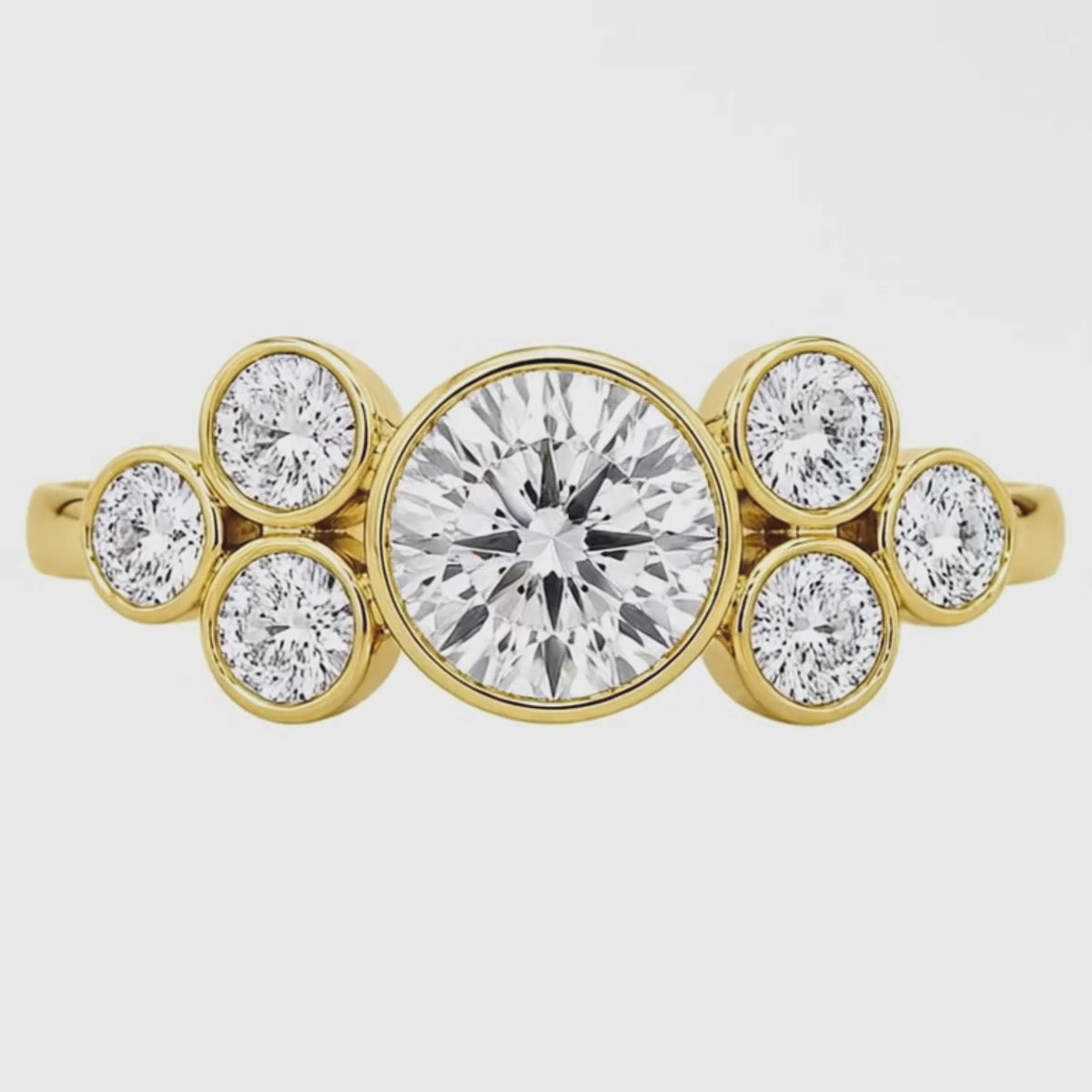 2.00 Carat T.W. Round-cut Lab Grown Diamond (F/VS+) 14K Gold Bezel Set 7 Stone Ring
