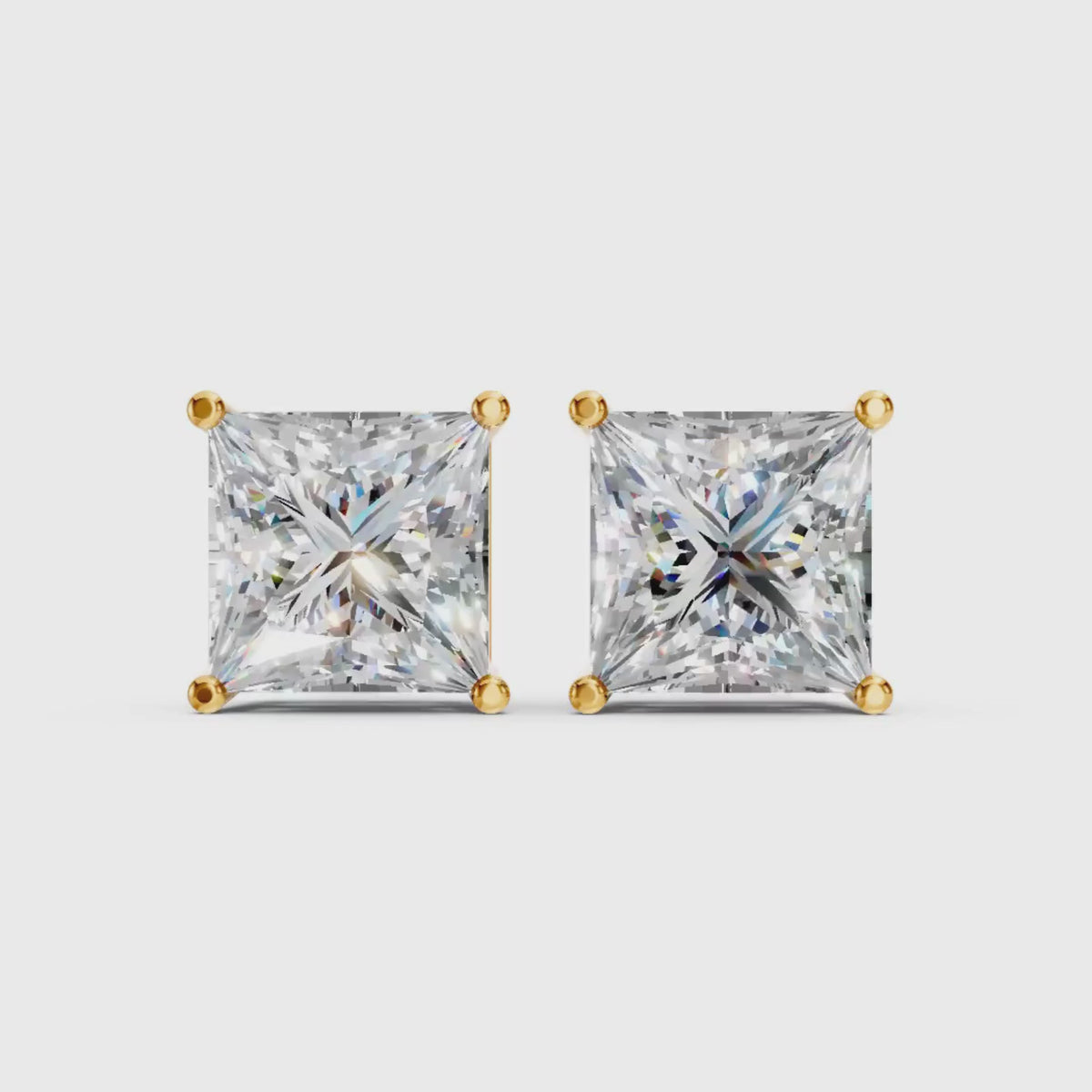 1.00 - 2.00 Carat T.W. Princess-cut Lab Grown Diamond (F/VS+) Stud Earrings with Double Notch Post & Pushback