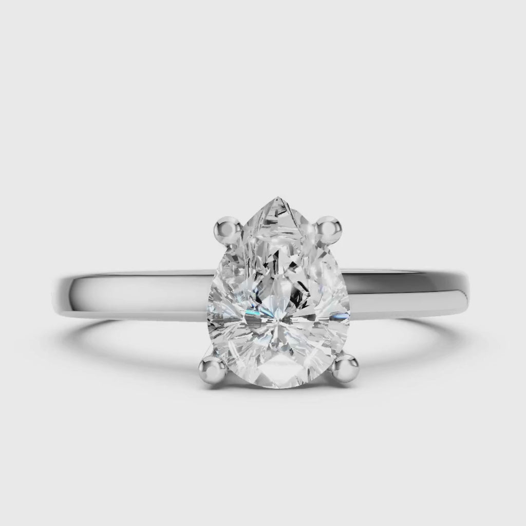 1.00-6.00 Carat T.W. Pear-cut IGI Certified Lab Grown Diamond (F/VS) 14K Gold Solitaire Ring - Assorted Colors, Sizes & Carat
