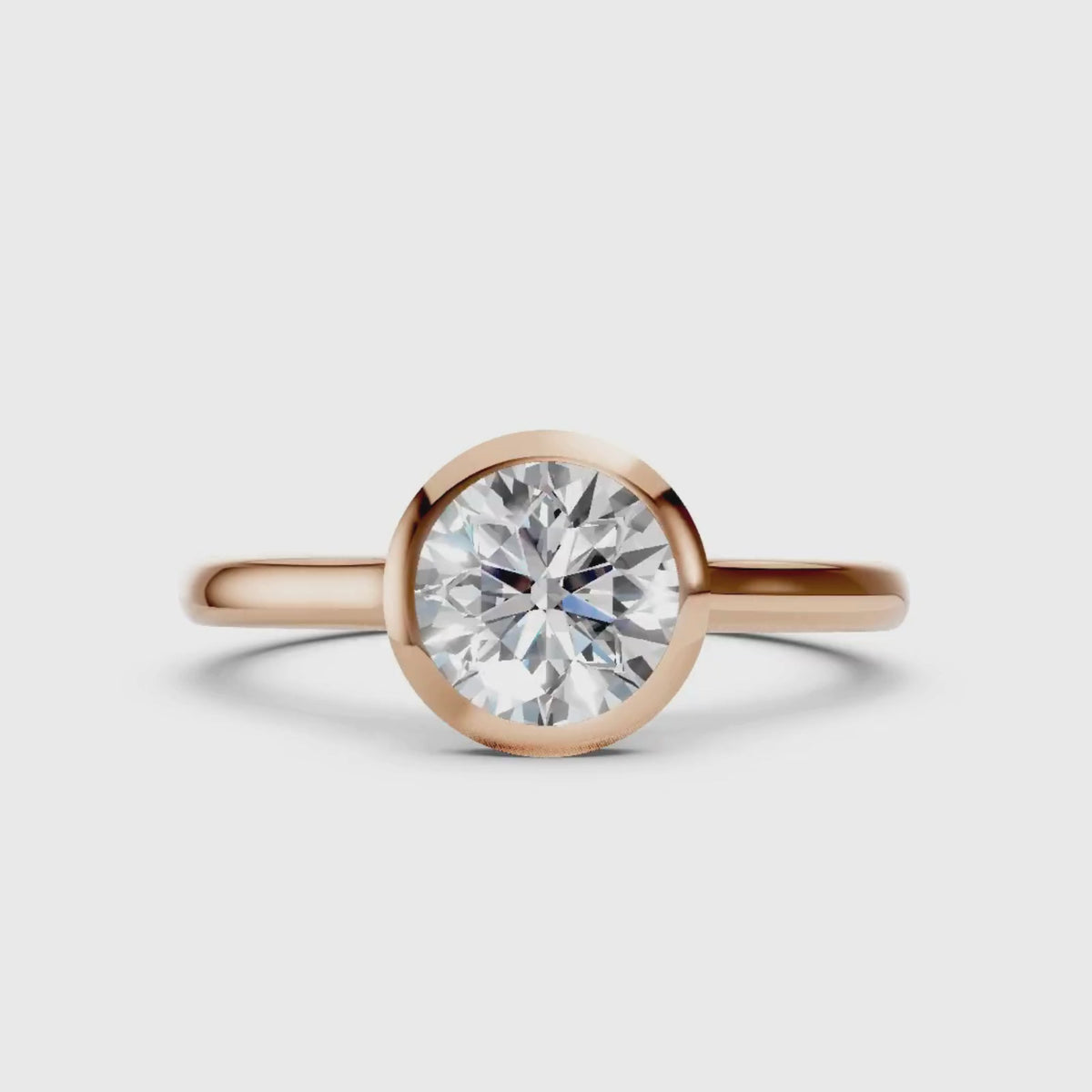 1.00-6.00 Carat T.W. Round-cut IGI Certified Lab Grown Diamond (F/VS+) 14K Gold Bezel Set Ring
