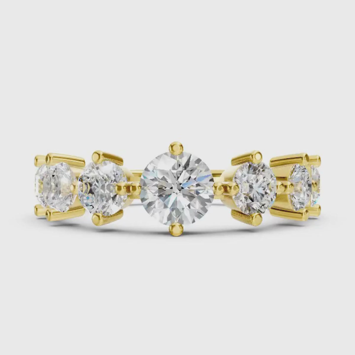 Diamonair Lab Grown Diamond (F/VS+) 2.00 carat Round cut Sterling Silver Band Ring - Sterling Silver | Gold over Silver