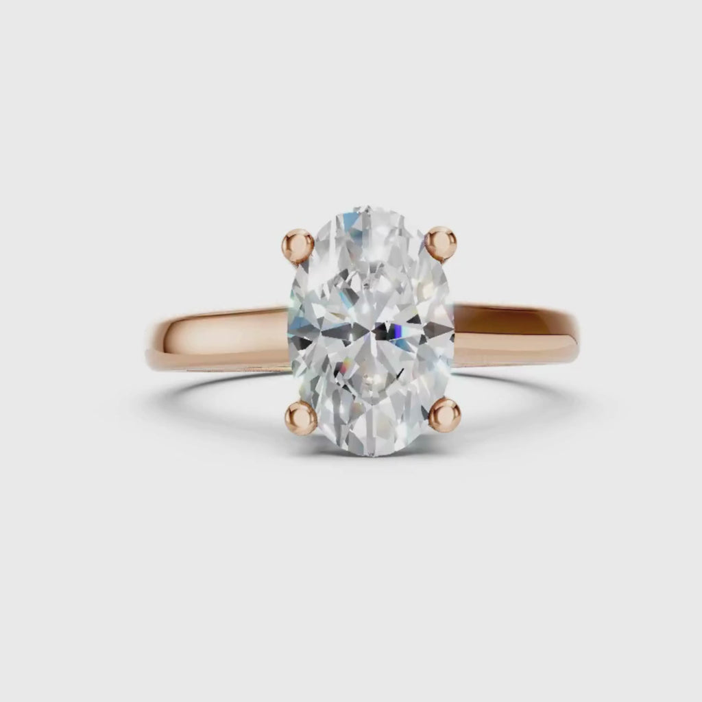 1.00-6.00 Carat T.W. Oval-cut IGI Certified IGI Certified Lab Grown Diamond (F/VS+) 14K Gold Solitaire Ring