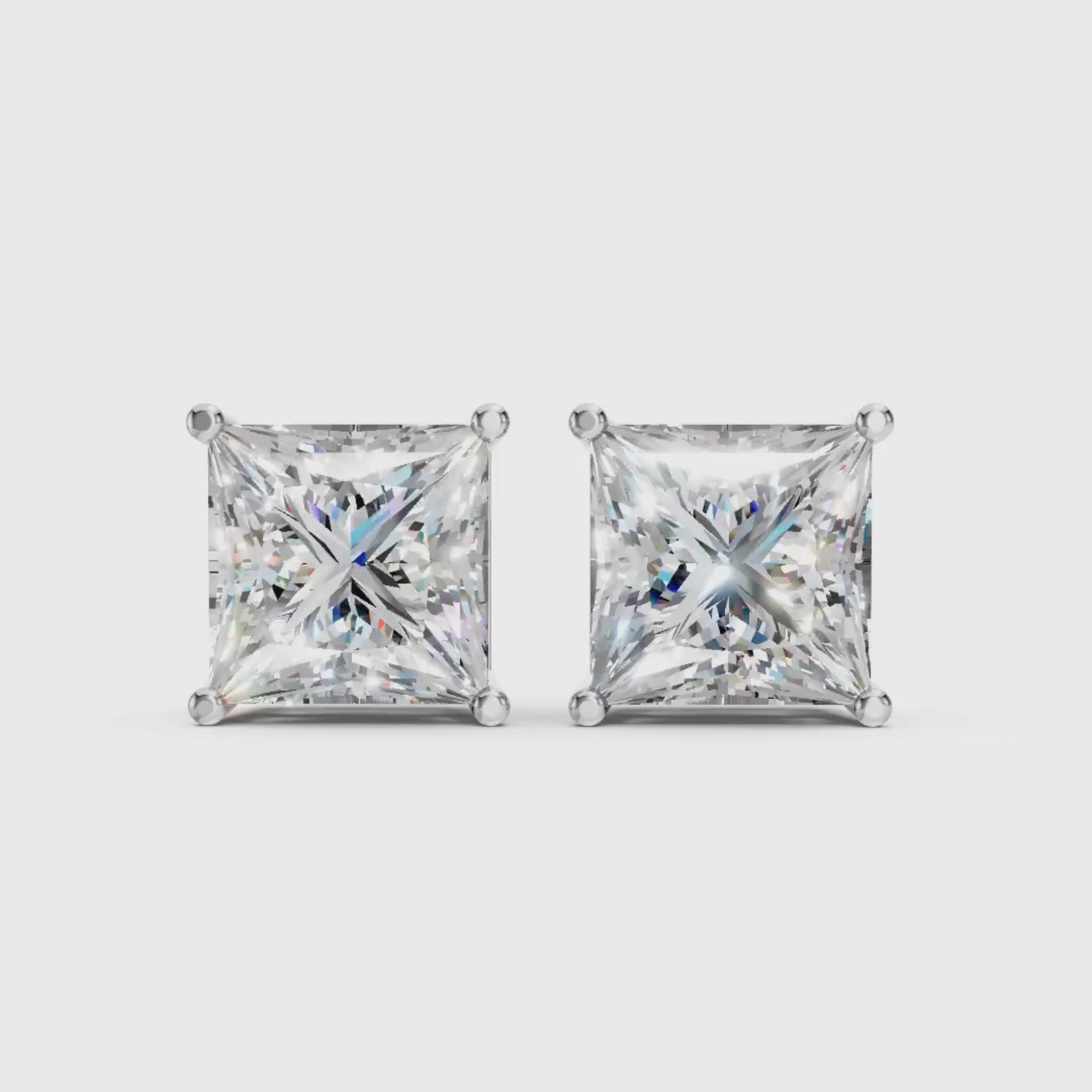 1.00 - 2.00 Carat T.W. Princess-cut Lab Grown Diamond (F/VS+) Stud Earrings with Double Notch Post & Pushback