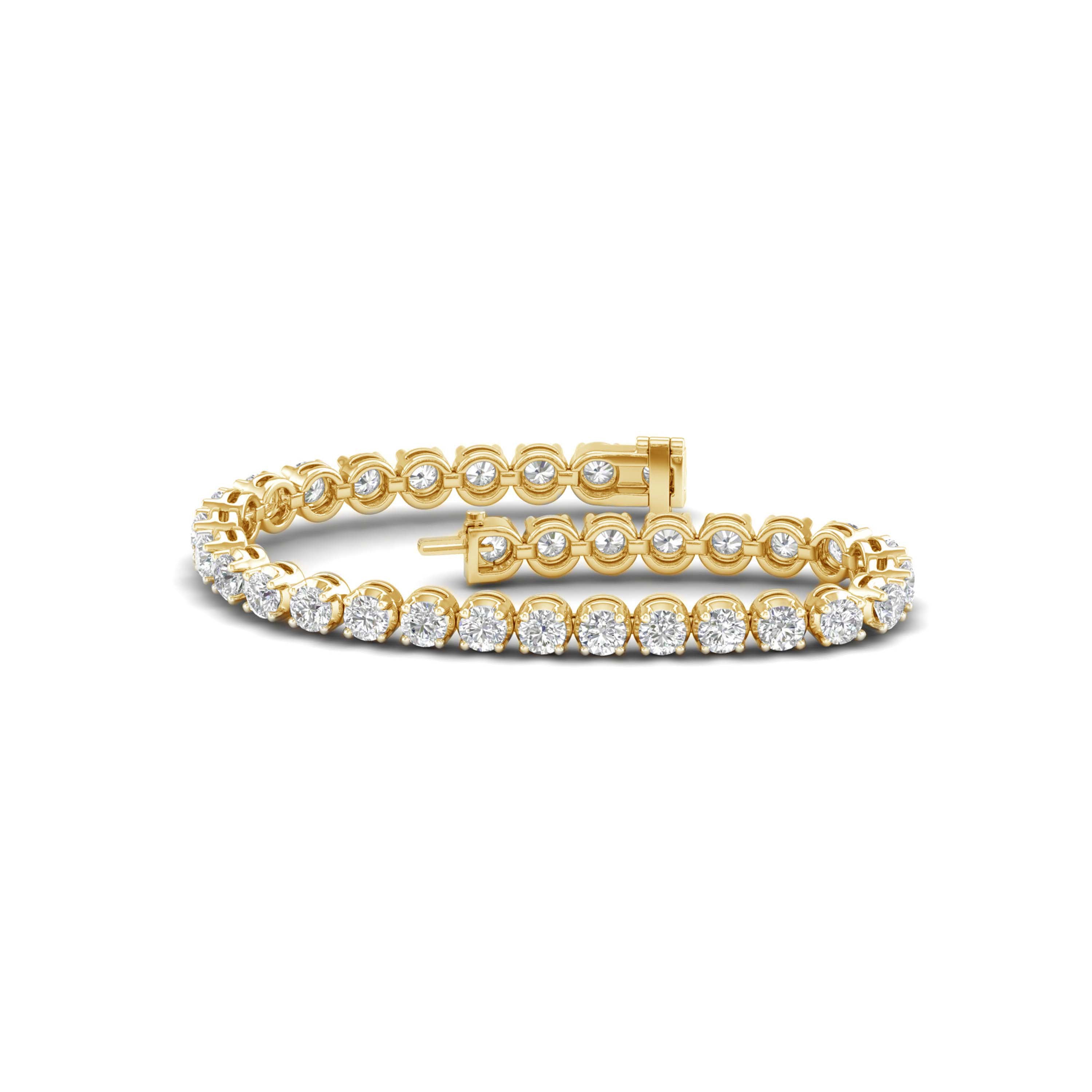 10.00 Carat T.W. Round-cut Lab Grown Diamond (F/VS+) 14K Gold Bracelet