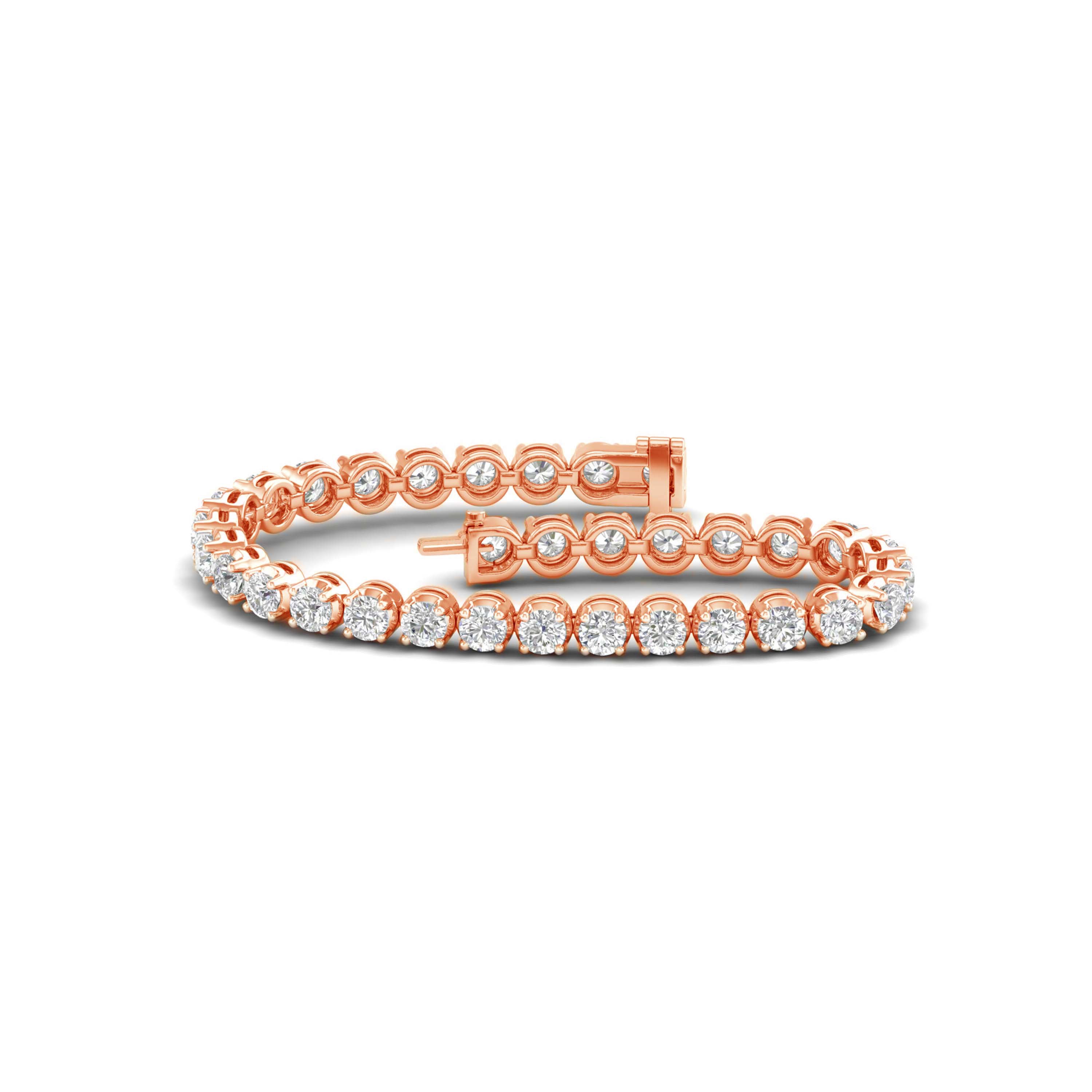 10.00 Carat T.W. Round-cut Lab Grown Diamond (F/VS+) 14K Gold Bracelet