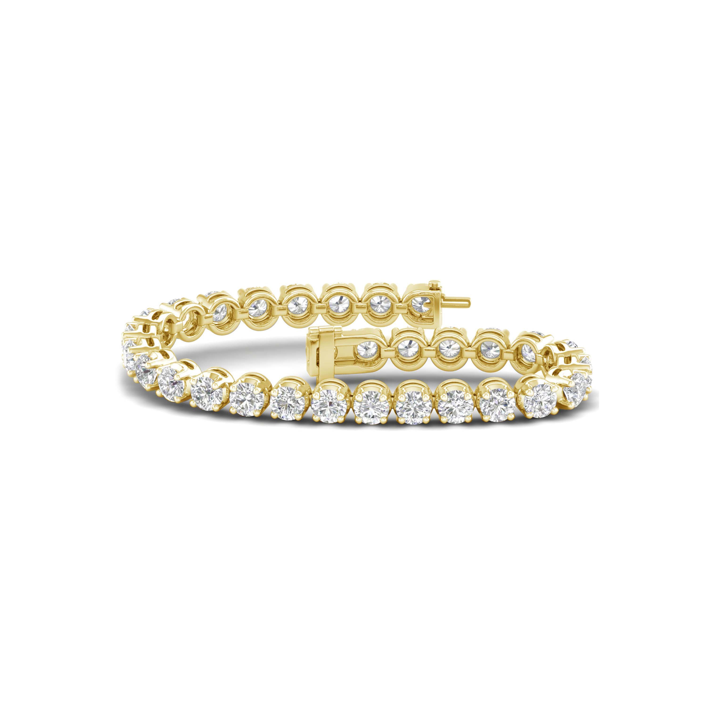12.00 Carat T.W. Round-cut Lab Grown Diamond (F/VS+) 14K Gold Bracelet