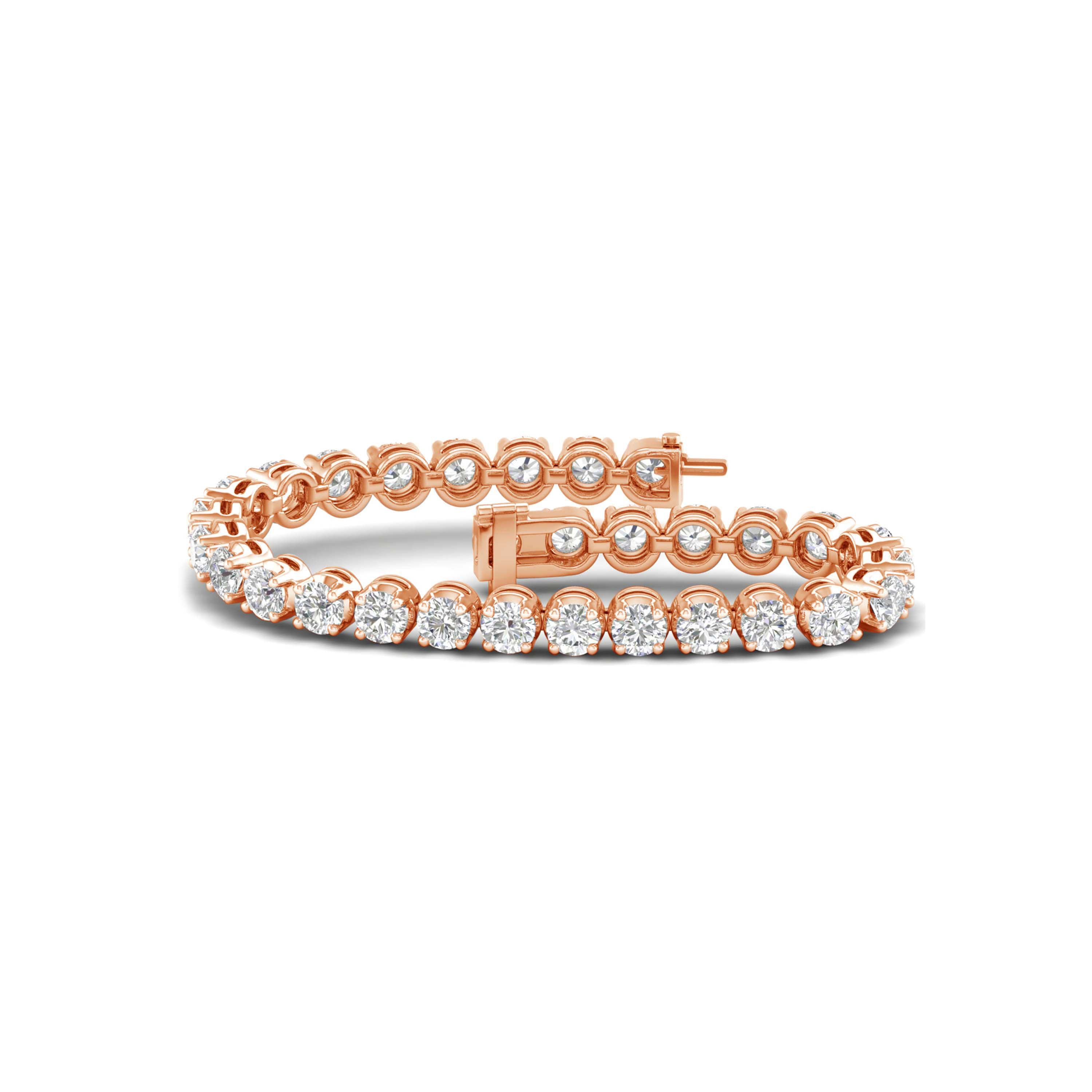 12.00 Carat T.W. Round-cut Lab Grown Diamond (F/VS+) 14K Gold Bracelet