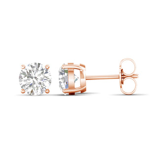 2.00 Carat T.W. Round-cut Lab Grown Diamond ( G-H/VS ) 14K Gold Stud Earrings with Double Notch Post & Pushback