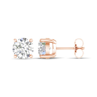 3.00 Carat T.W. Round-cut Lab Grown Diamond ( G-H/VS ) 14K Gold Stud Earrings with Double Notch Post & Pushback