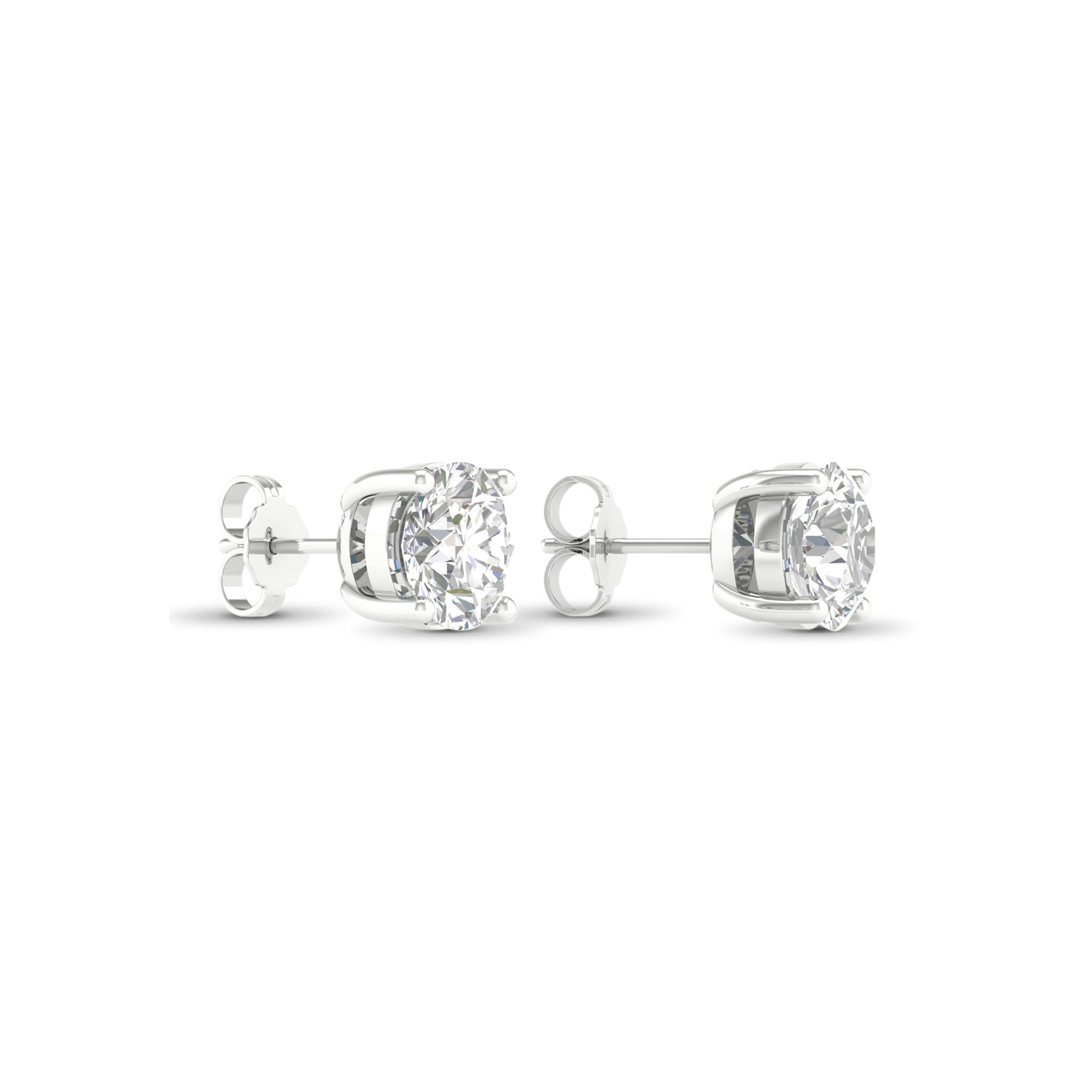 4.00 Carat T.W. Round-cut Lab Grown Diamond (F/VS+) 14K Gold Stud Earrings with Double Notch Post & Pushback