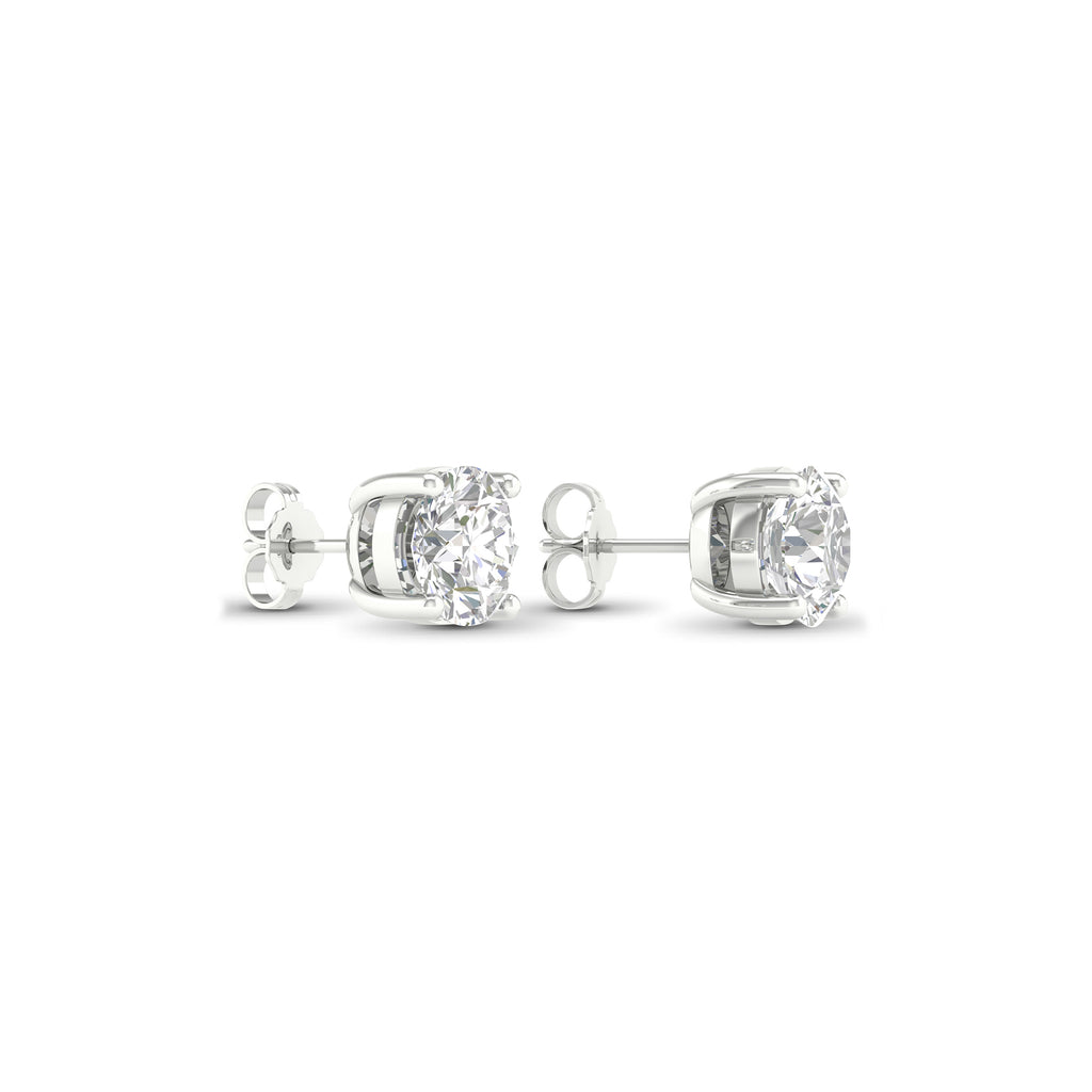 5.00 Carat T.W. Round-cut Lab Grown Diamond (F/VS+) 14K Gold Stud Earrings with Double Notch Post & Pushback